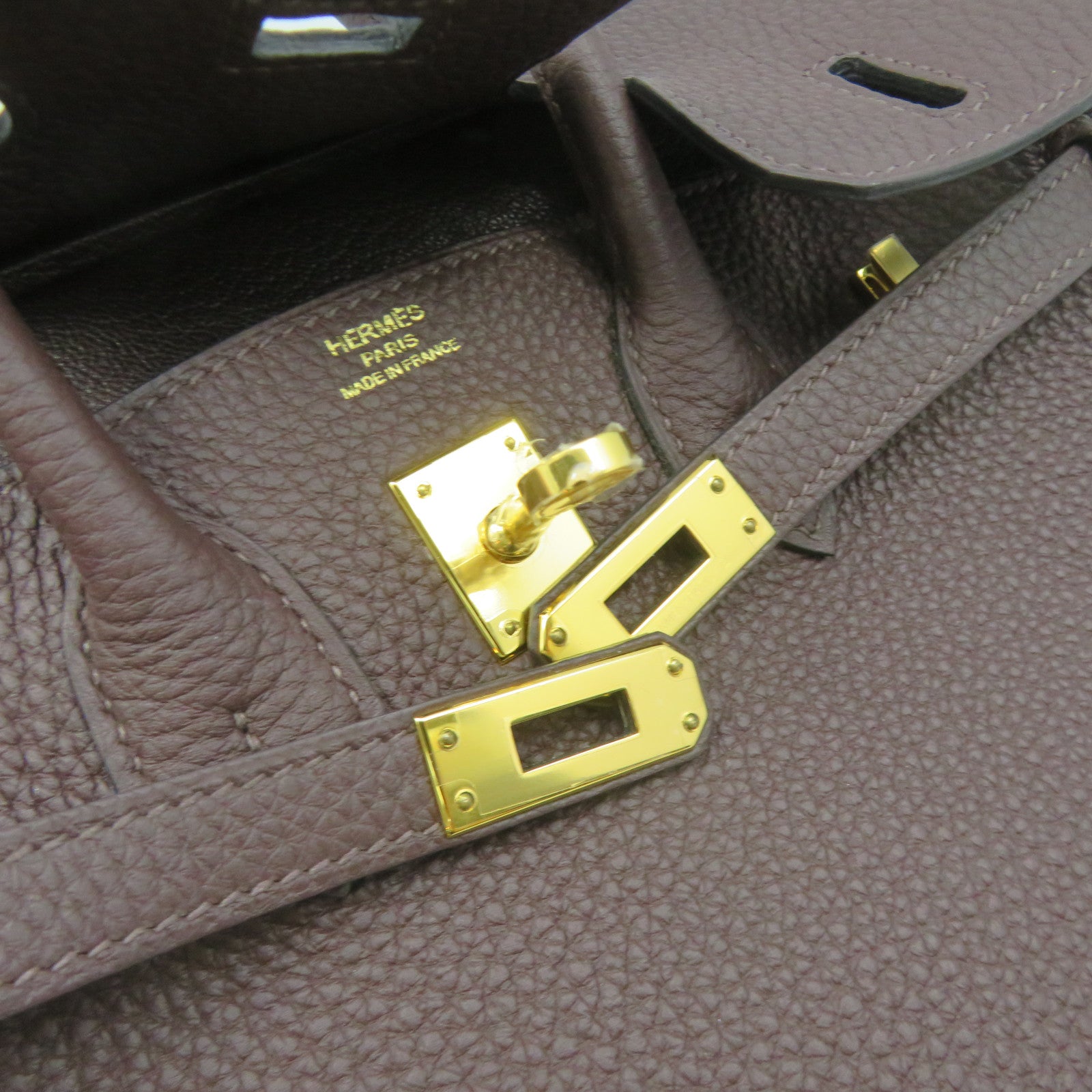HERMES Togo Leather Birkin 25 Hand Bag Gold Buckle Hand Bag Chocolate Brown