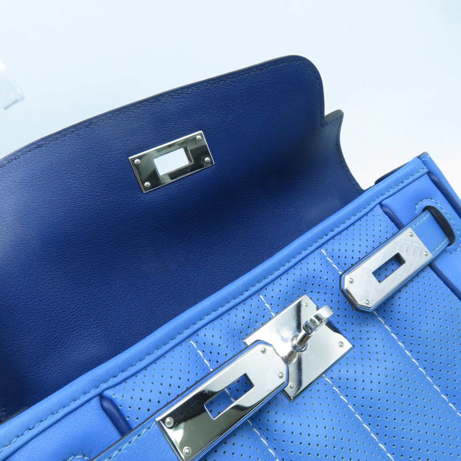 HERMES 【激減優惠】Swift皮革Mini Berline銀扣肩背袋藍色