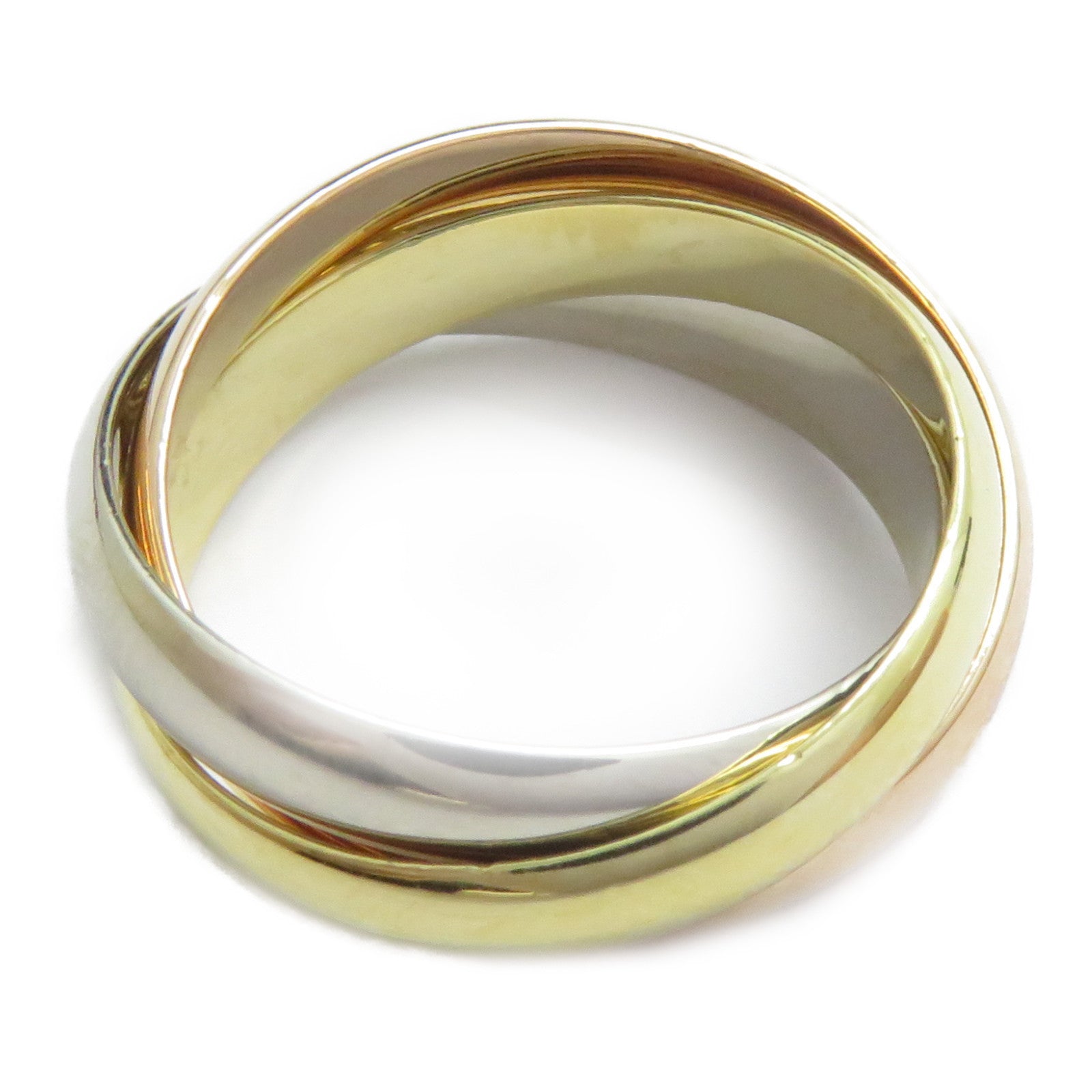 CARTIER 18K黃金/白金/玫瑰金Trinity戒指Cartier#53/US#6.25