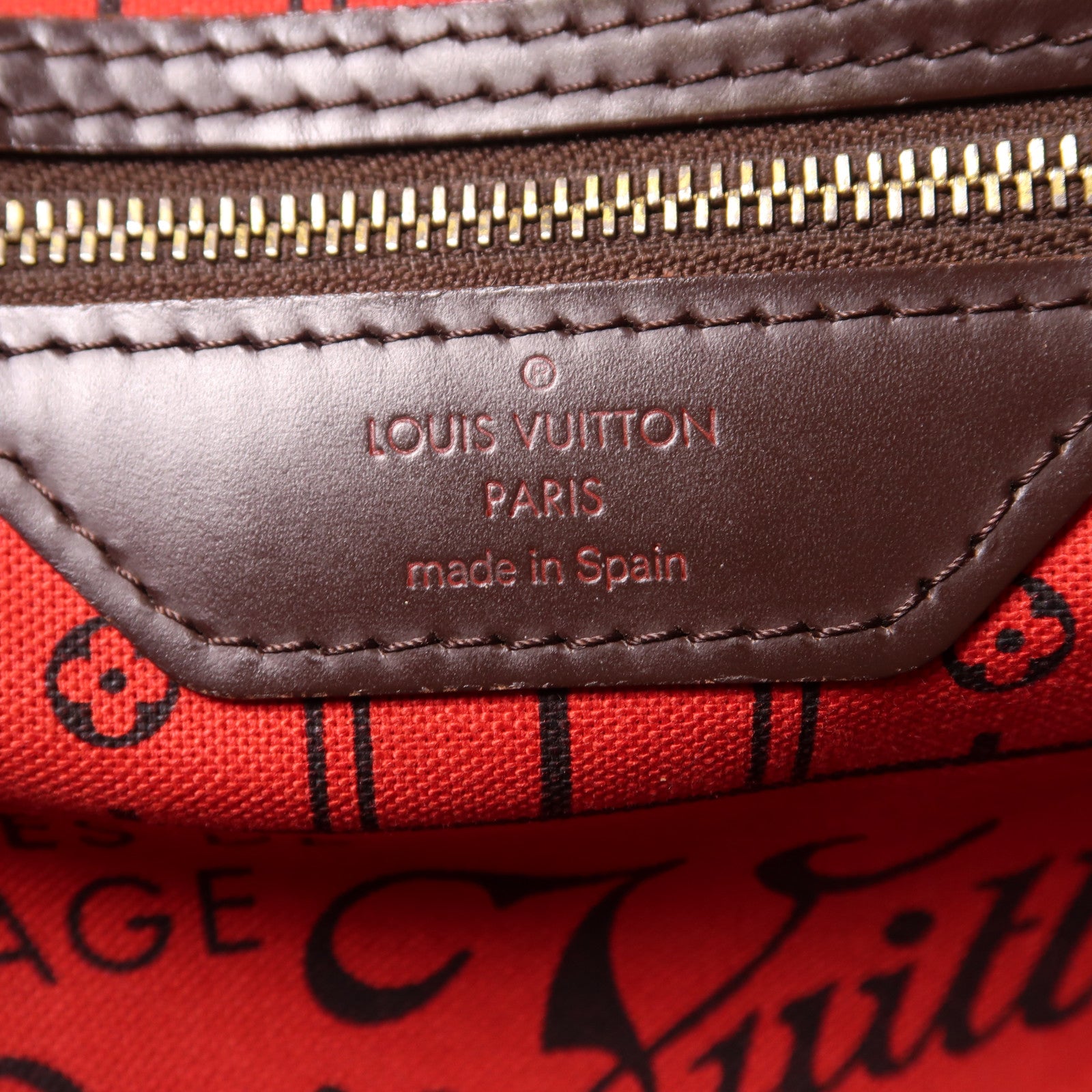 LOUIS VUITTON 【激減優惠】Damier Ebene Neverfull MM金扣手挽袋啡色