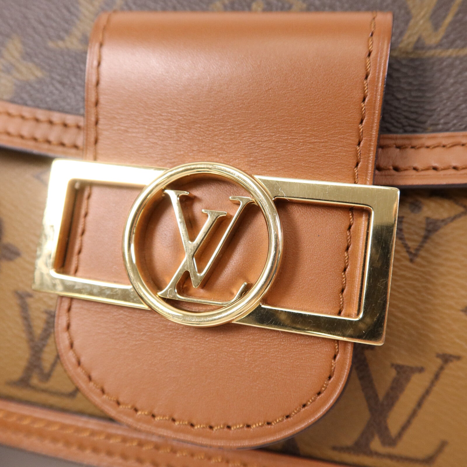 LOUIS VUITTON 【激減優惠】Monogram Reverse Mini Dauphine金扣肩背袋