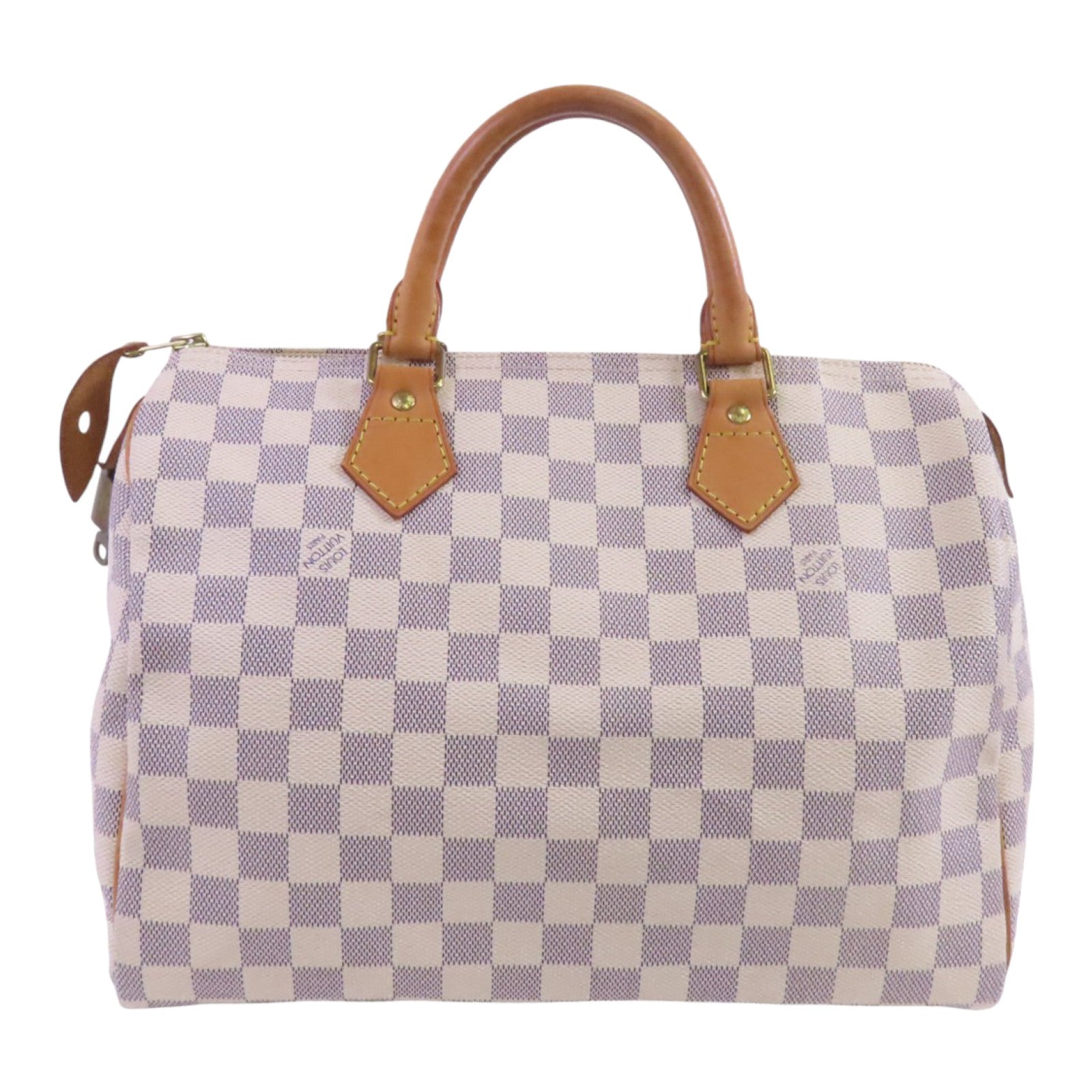 LOUIS VUITTON Damier Azur Speedy 30金扣手挽袋