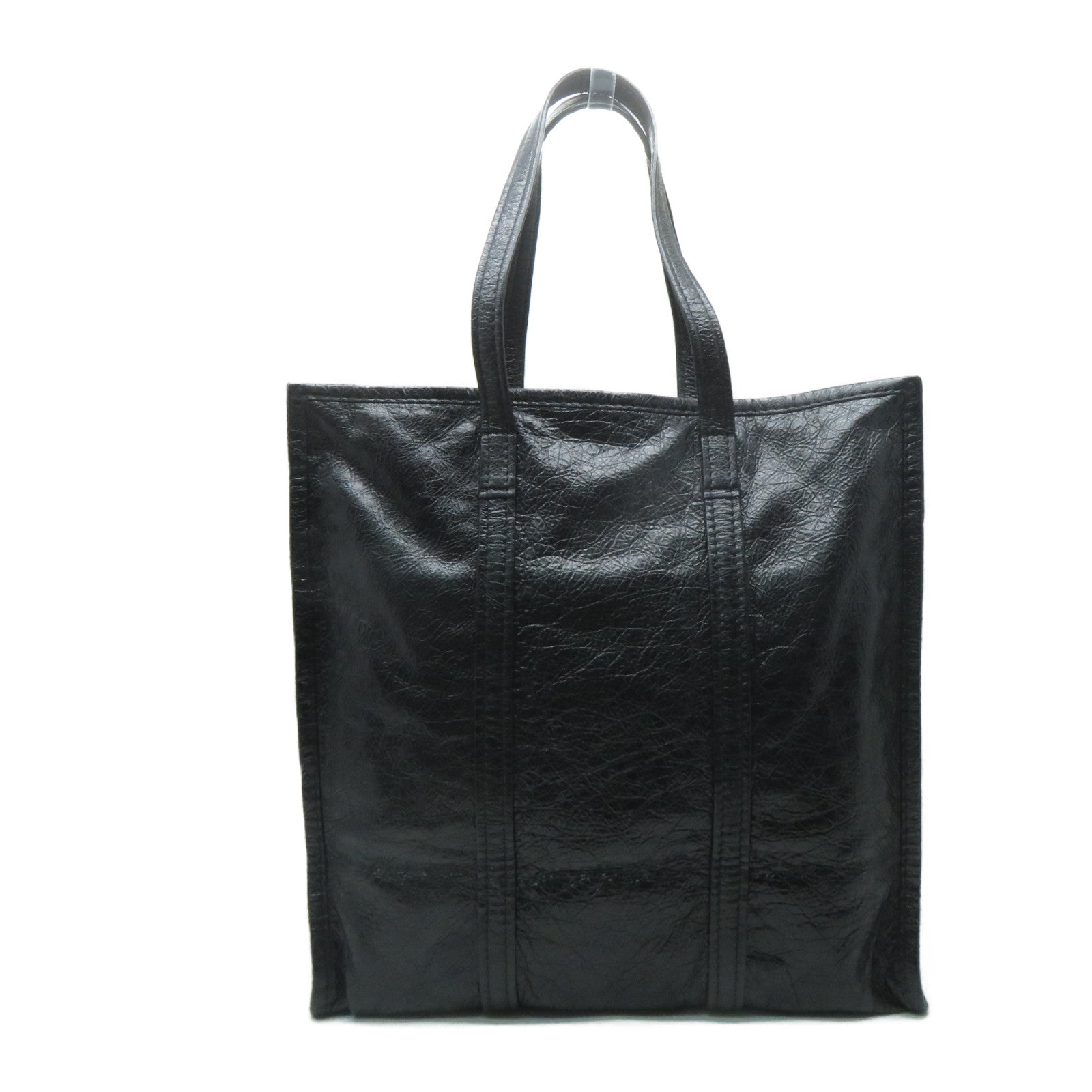 BALENCIAGA 【激減優惠】牛皮皮革Bazar Shopper Bag銀扣肩背袋黑色