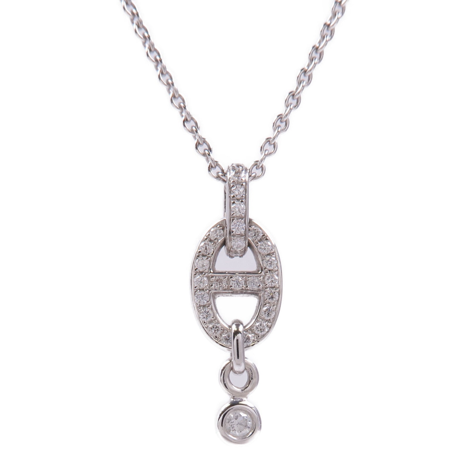 HERMES 18K白金Chaine d'ancre Enchainee鑽石項鍊