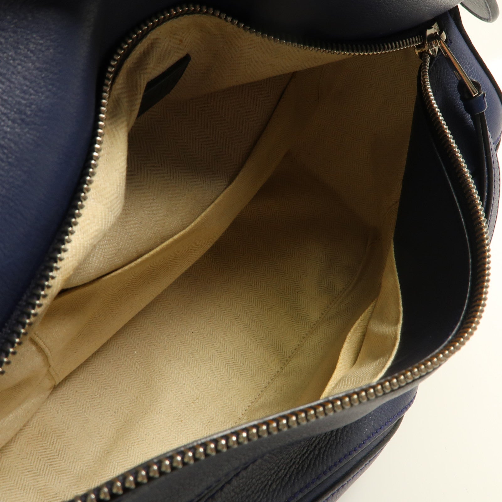 LOEWE 牛皮皮革Puzzle Bag Medium銀扣手挽肩背兩用袋藍色