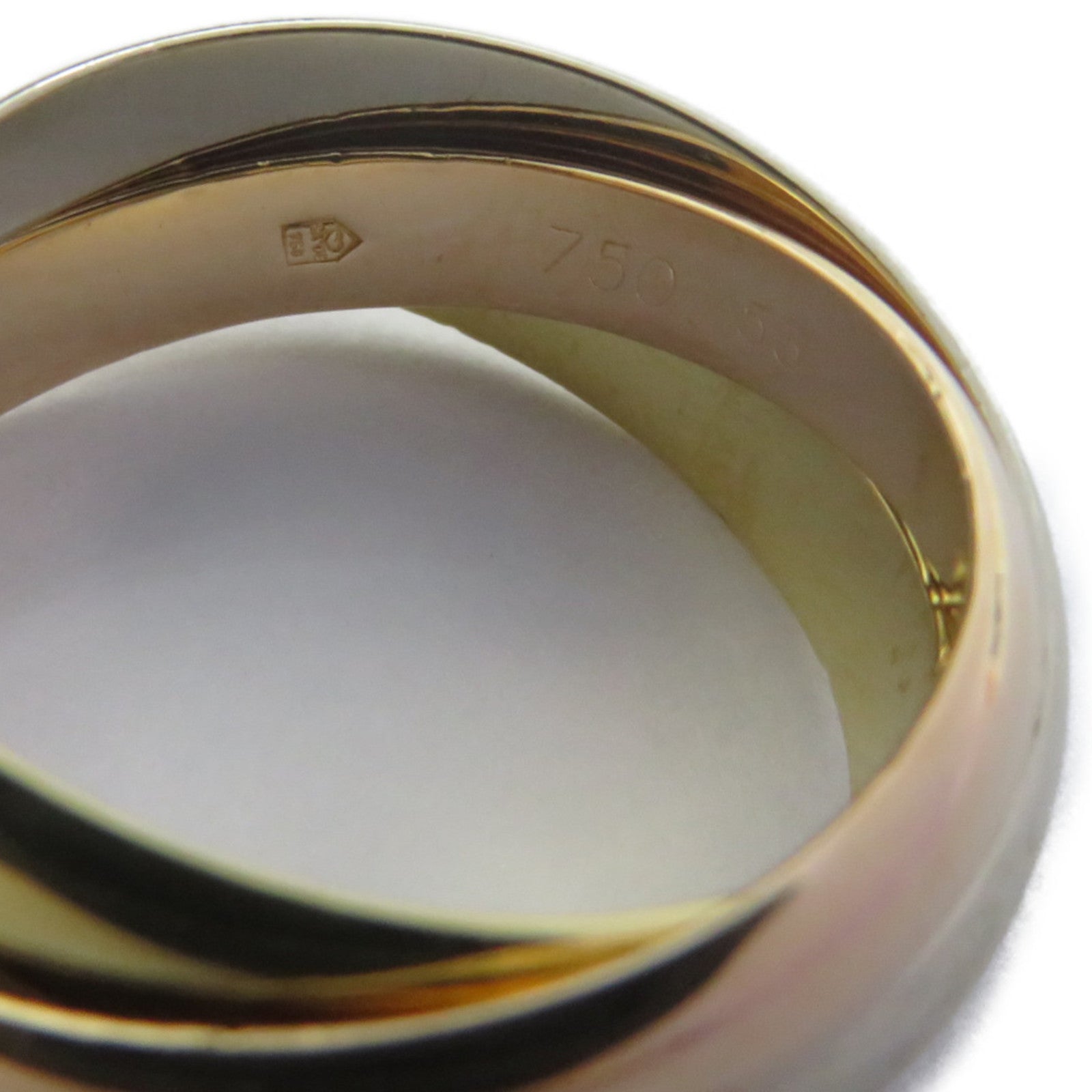 CARTIER 18K黃金/白金/玫瑰金Trinity戒指Cartier#53/US#6.25