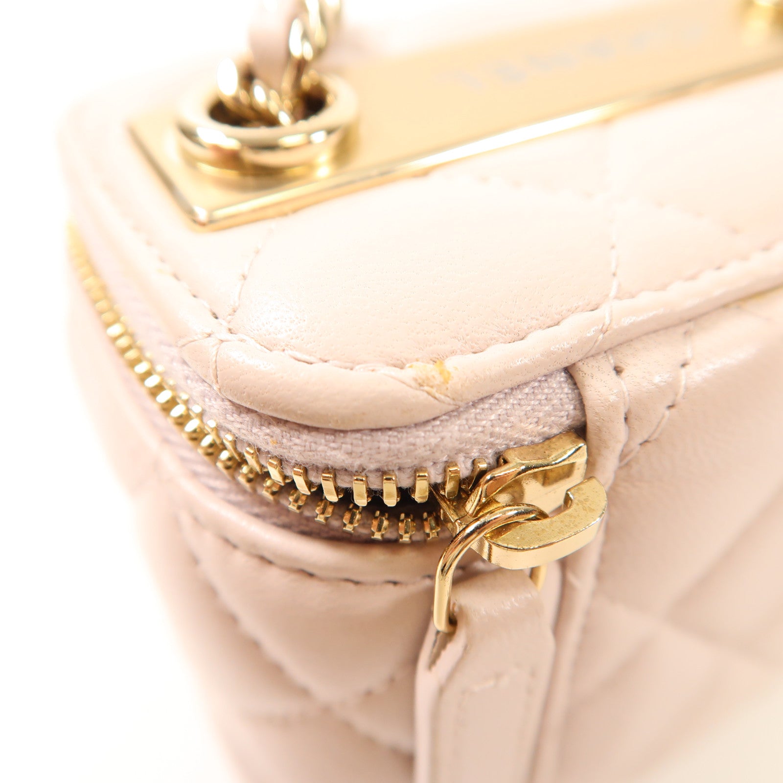 CHANEL CC GHW Mini Vanity Chain Shoulder Bag Calfskin Leather Pink