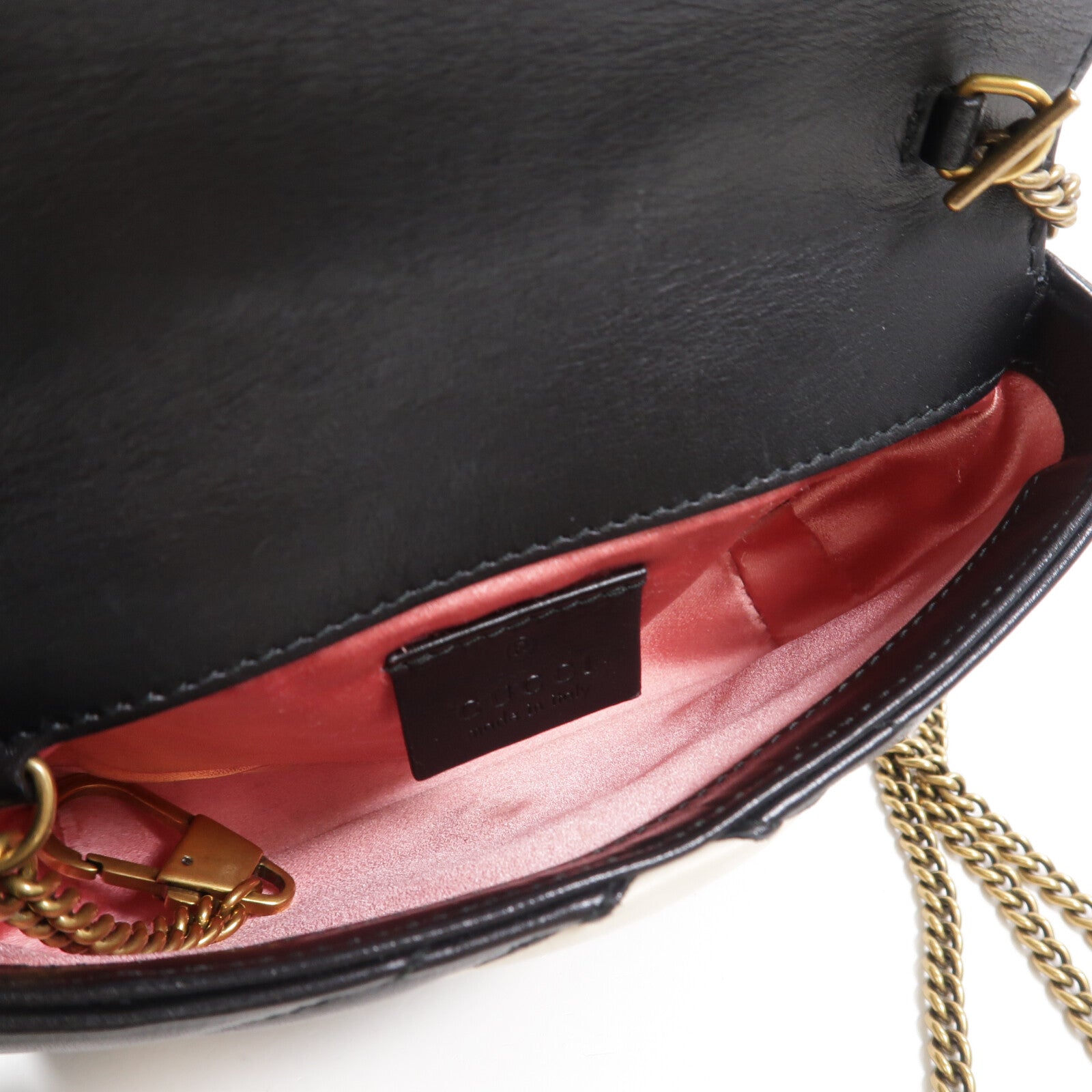 GUCCI 牛皮皮革GG Marmont Super Mini鏈帶肩背袋