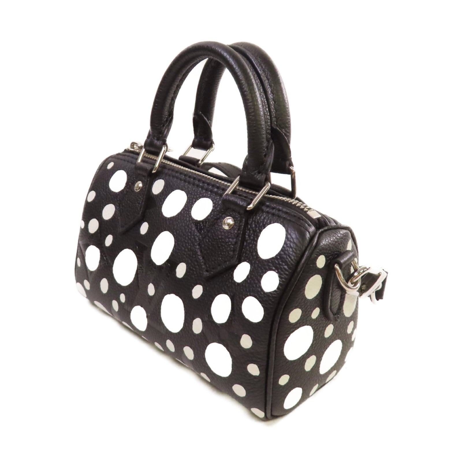 LOUIS VUITTON Monogram Empreinte LV x YK Nano Speedy 2Way Shoulder Bag銀扣手挽肩背兩用袋黑色/白色