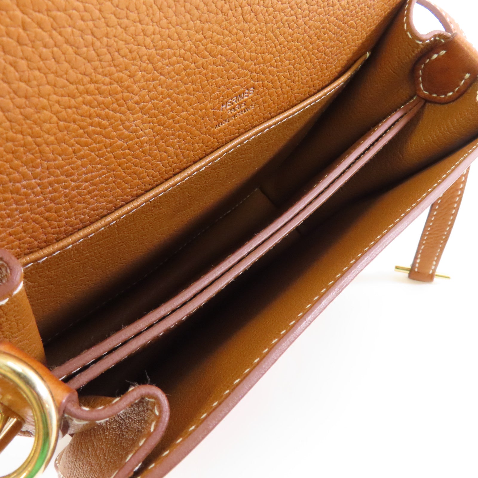 HERMES Barenia Faubourg皮革Mini Roulis金扣肩背袋啡色