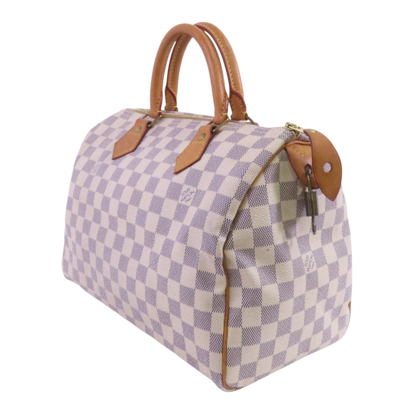 LOUIS VUITTON Damier Azur Speedy 30金扣手挽袋