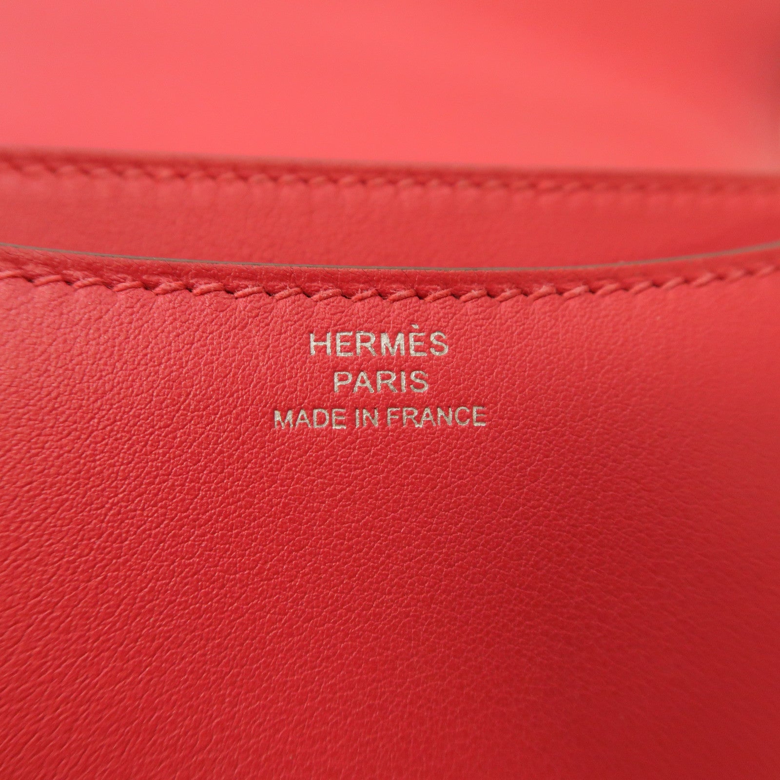 HERMES 【激減優惠】Swift皮革Mini Constance銀扣肩背袋紅色