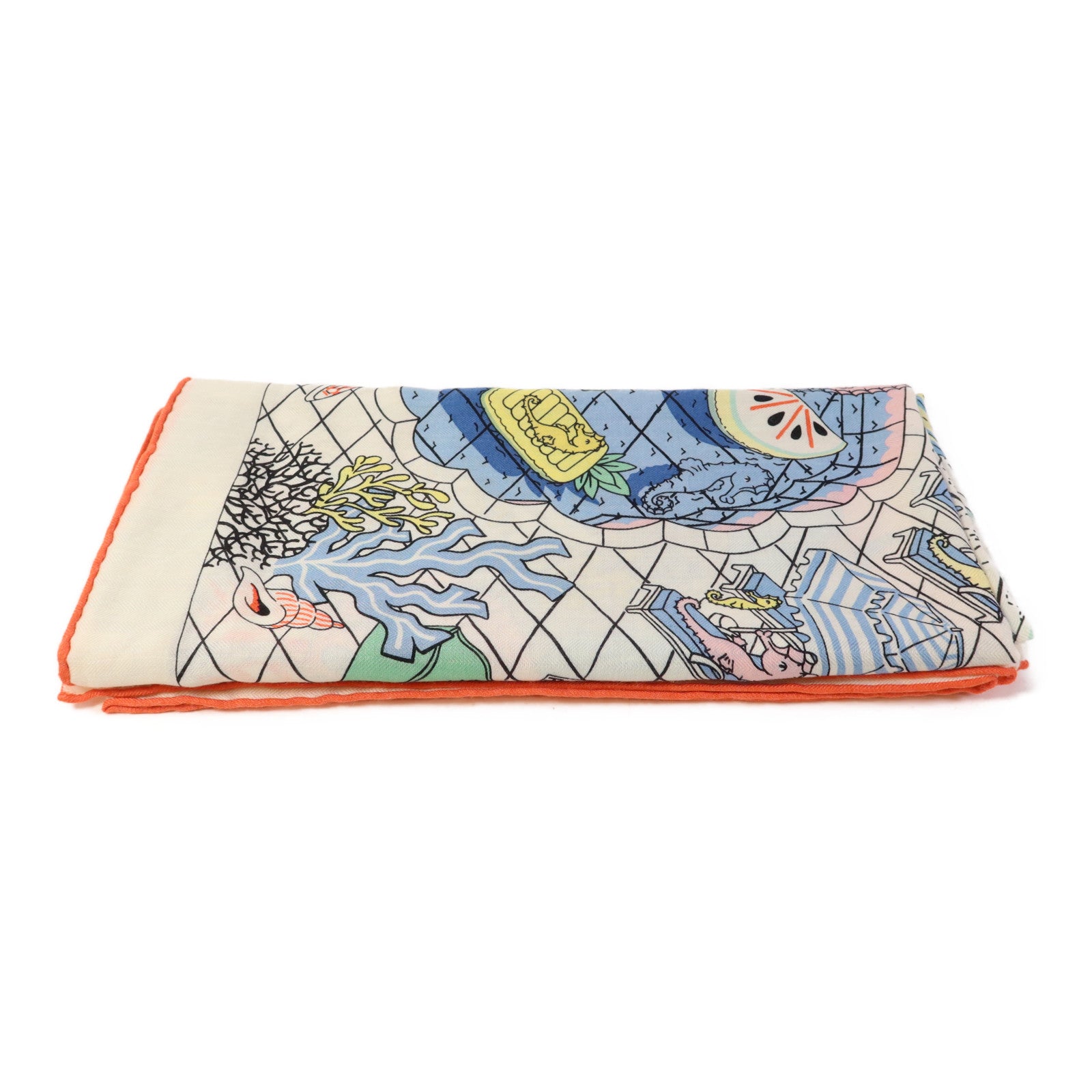 HERMES 羊絨/絲質Scarf 140X140絲巾