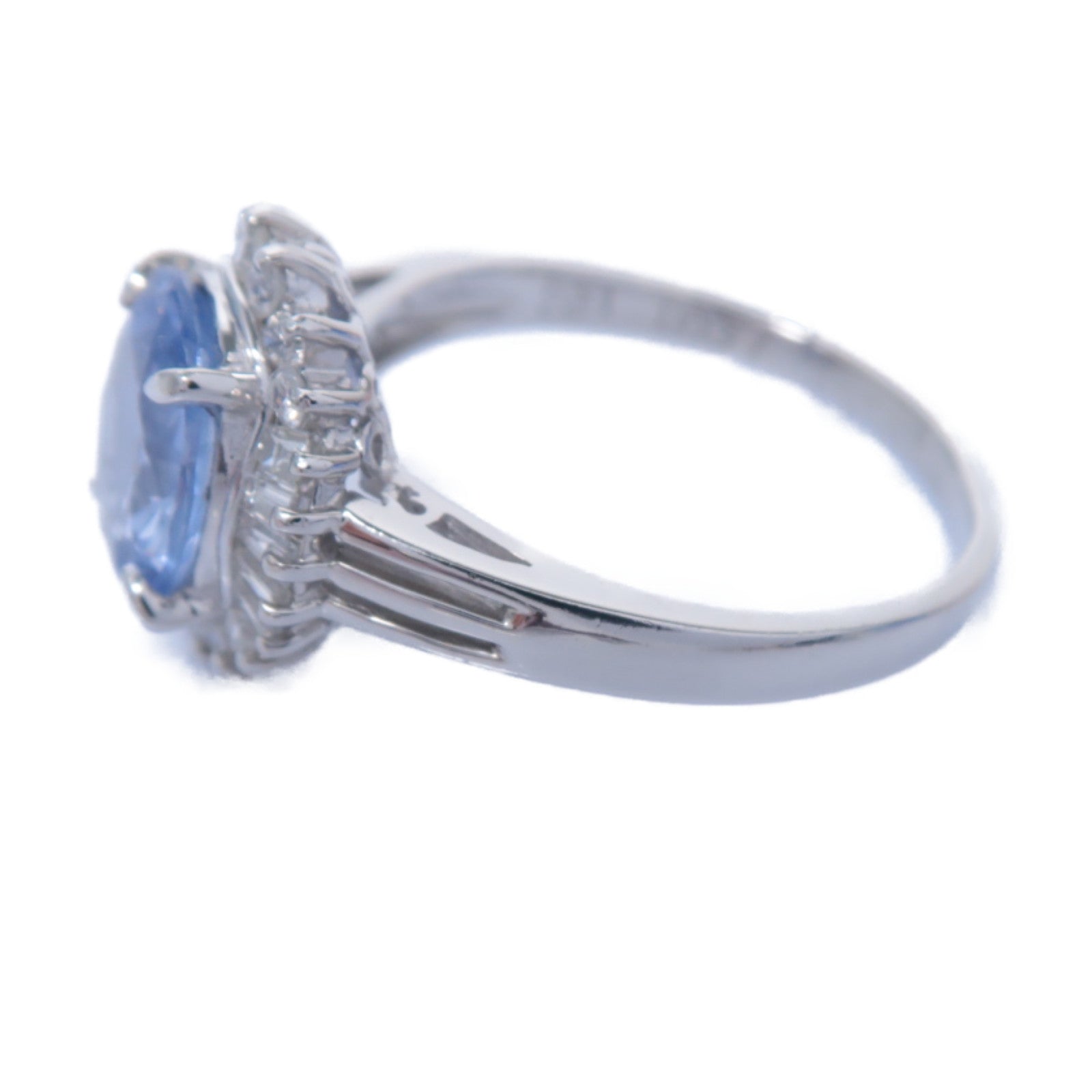 JEWELRY **【激減優惠】PT850鉑金Sapphire/Diamond Ring藍寶石/0.37ct鑽石戒指US#6.5