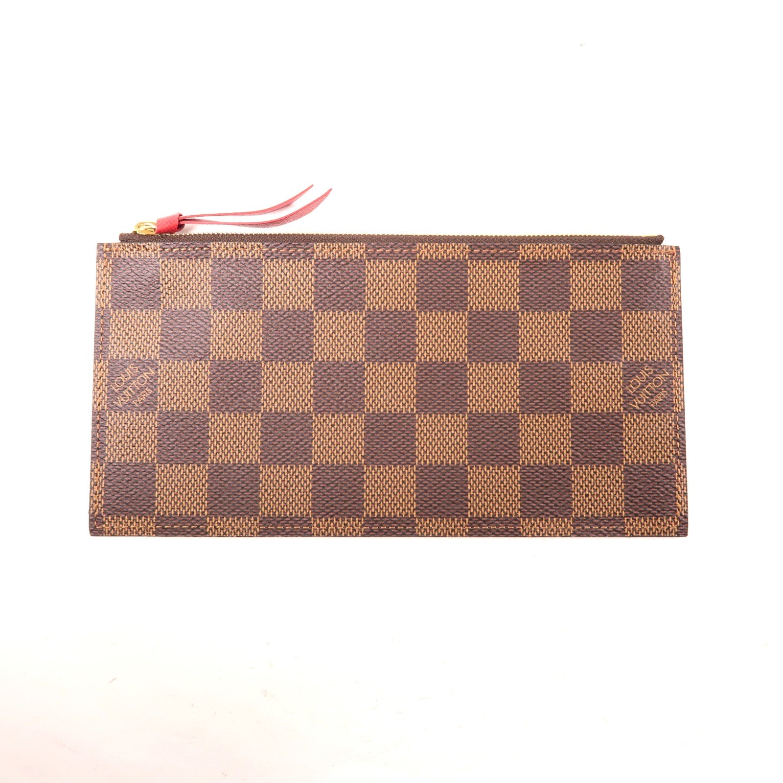 LOUIS VUITTON Damier Felice Pochette金扣鏈帶肩背袋棕色