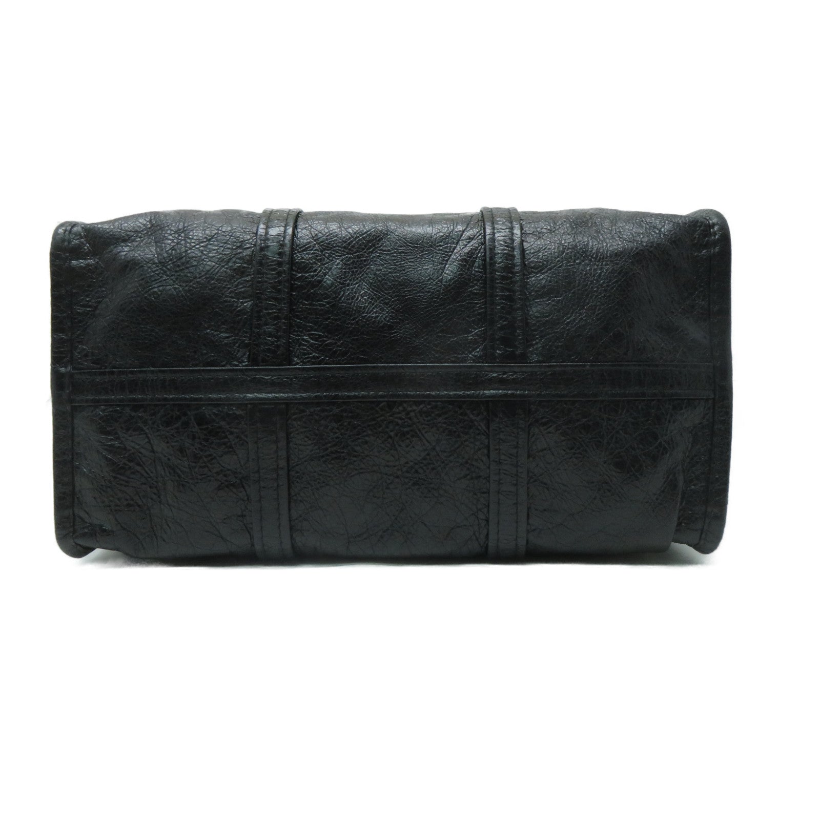 BALENCIAGA 【激減優惠】牛皮皮革Bazar Shopper Bag銀扣肩背袋黑色