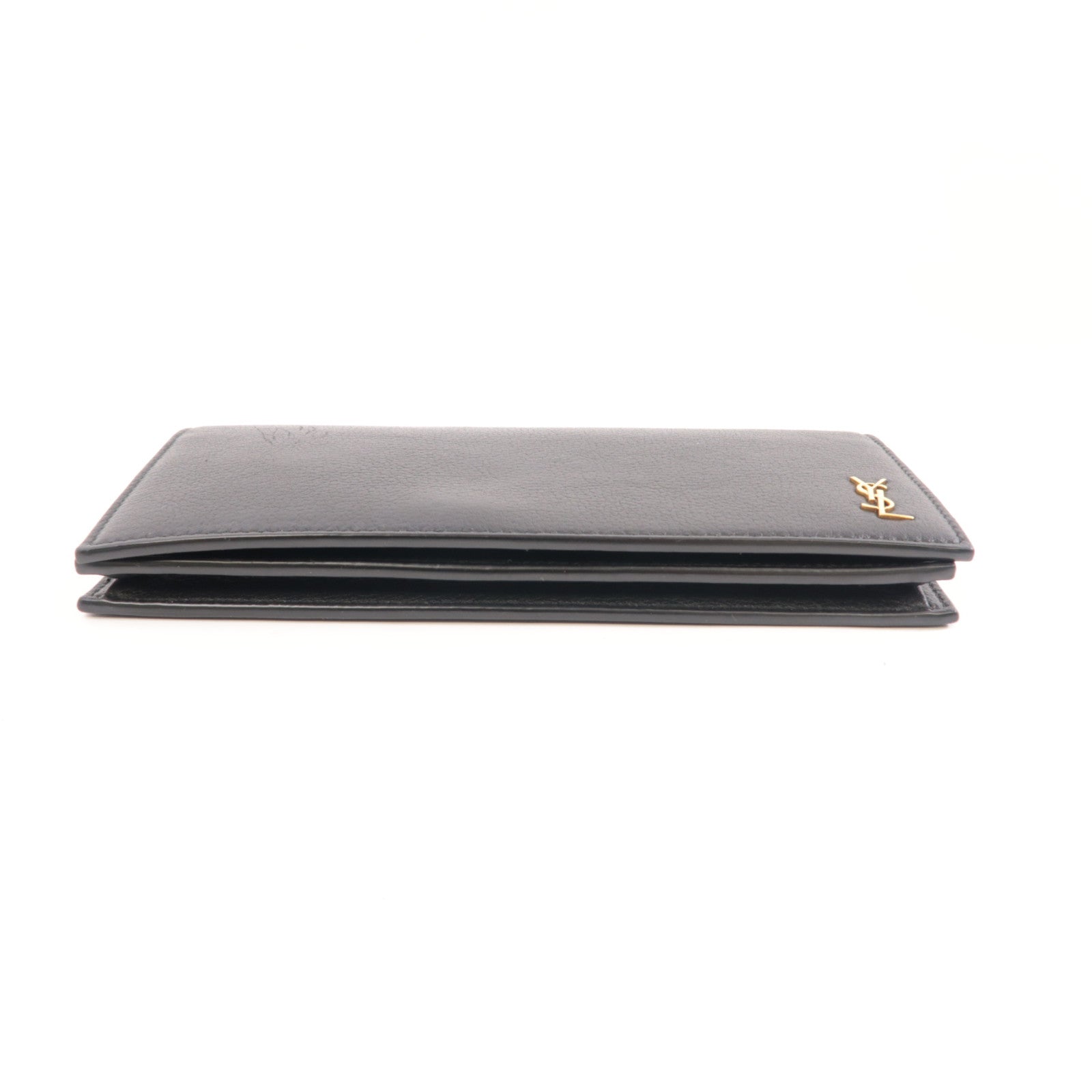 YVES SAINT LAURENT 牛皮皮革Tiny Long Wallet金扣長錢包黑色