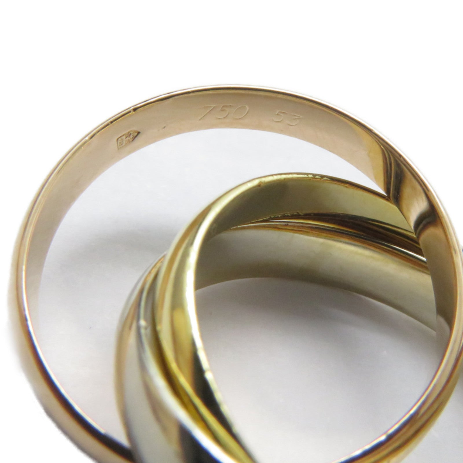 CARTIER 18K黃金/白金/玫瑰金Trinity戒指Cartier#53/US#6.25