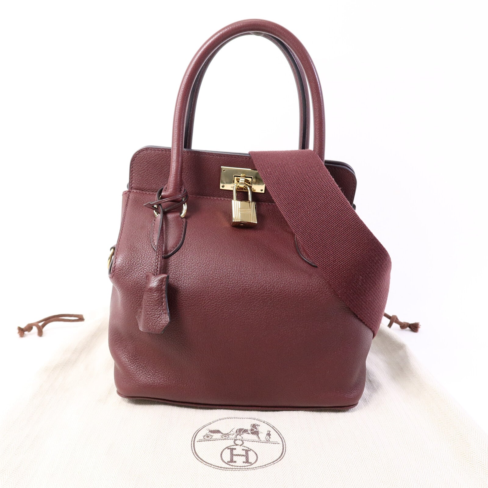HERMES Evercolor皮革Tool Box 20手挽肩背兩用袋Dark Red