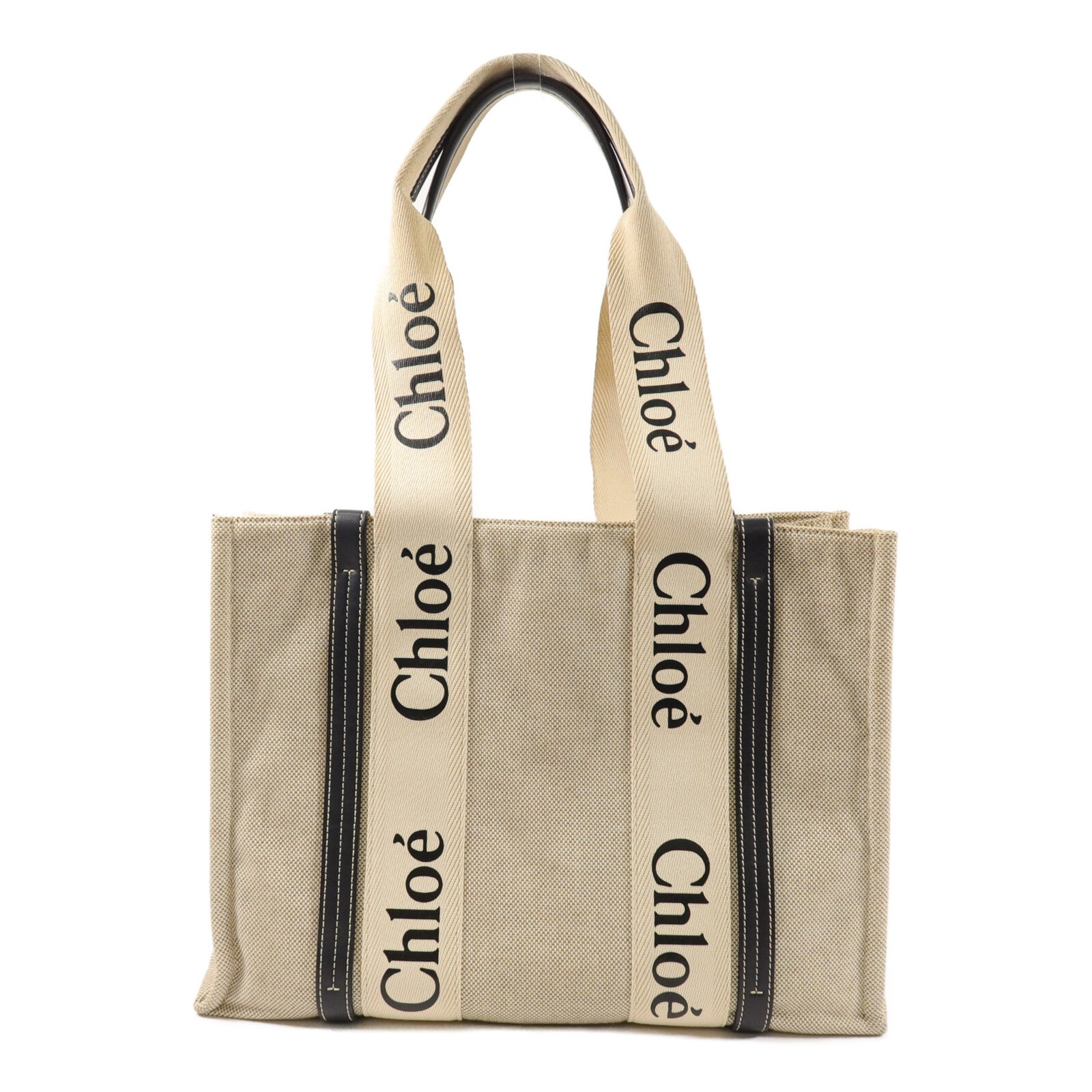Chloe 帆布/牛皮皮革Woody Medium Tote Bag手挽袋