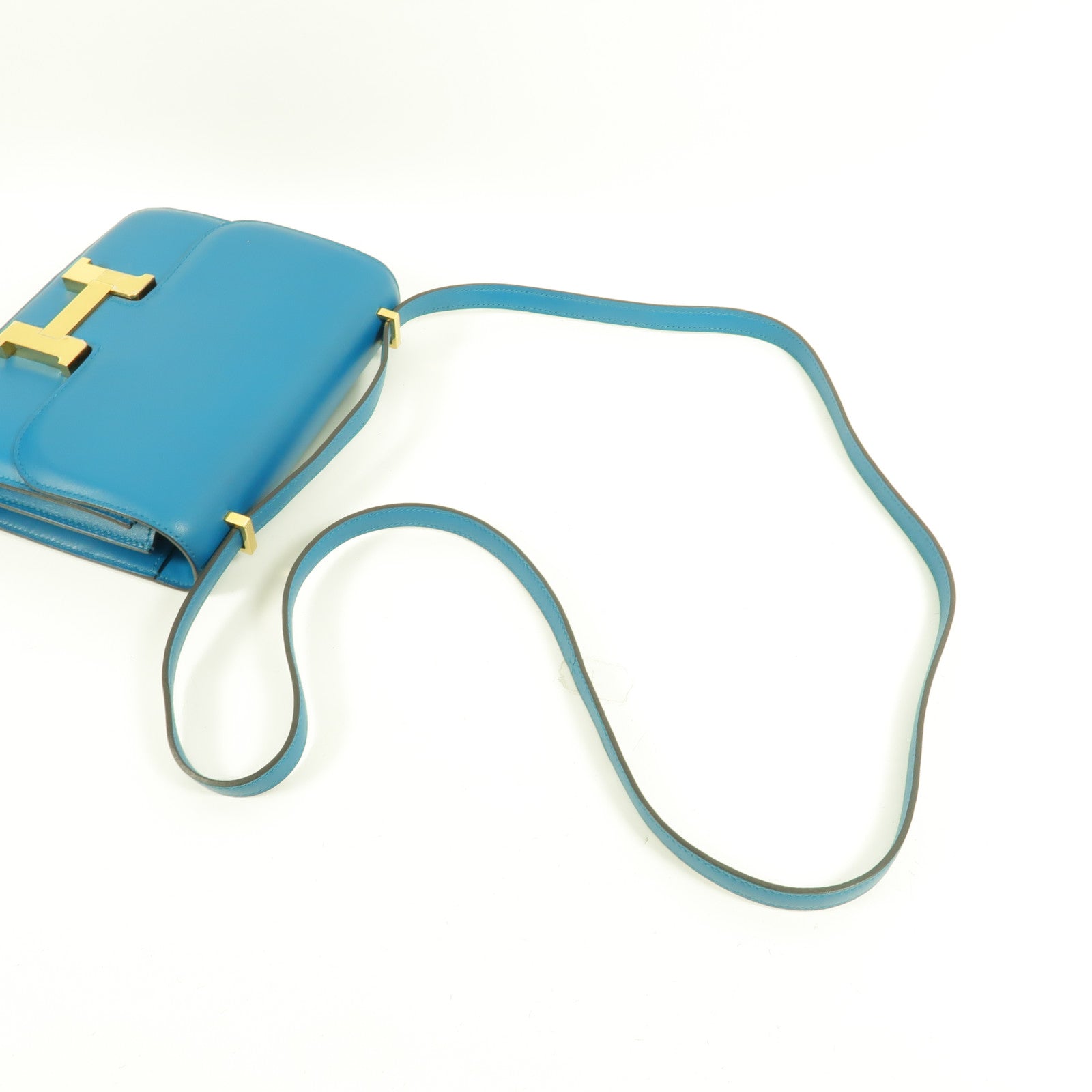HERMES Swift皮革Constance Mini肩背袋Bleu Zanzibar