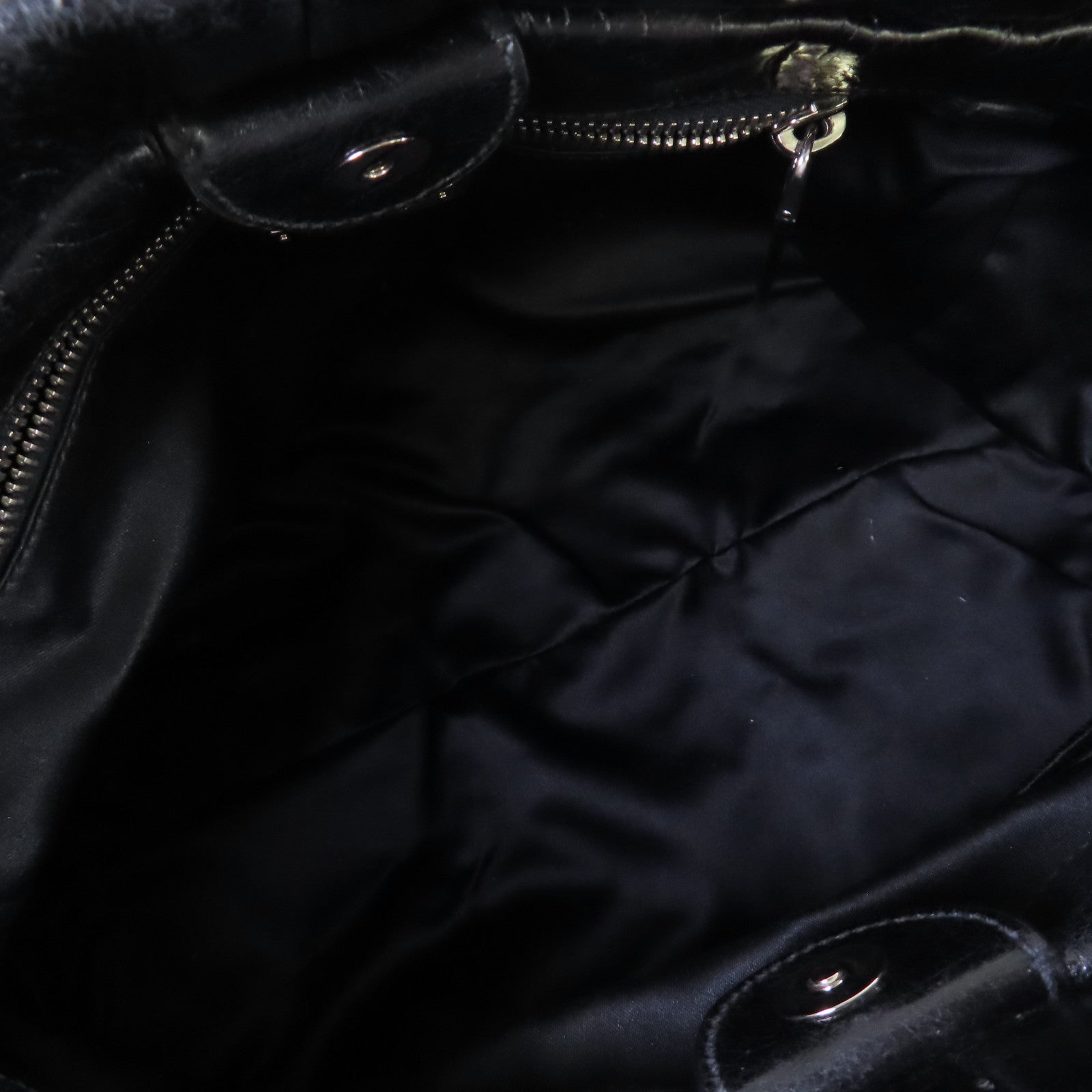 Miu Miu 牛皮皮革2Way Shoulder Bag銀扣手挽肩背兩用袋黑色