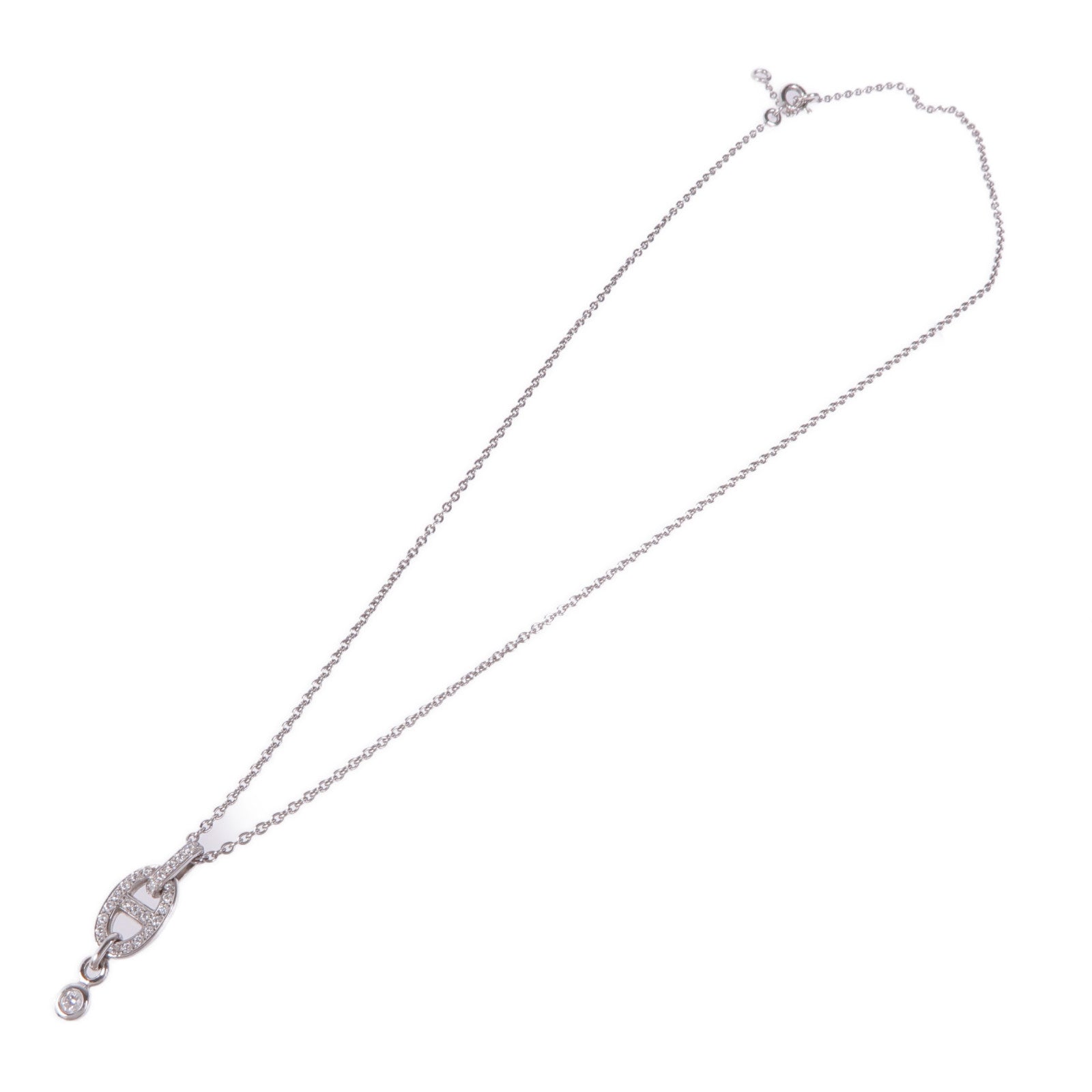 HERMES 18K白金Chaine d'ancre Enchainee鑽石項鍊