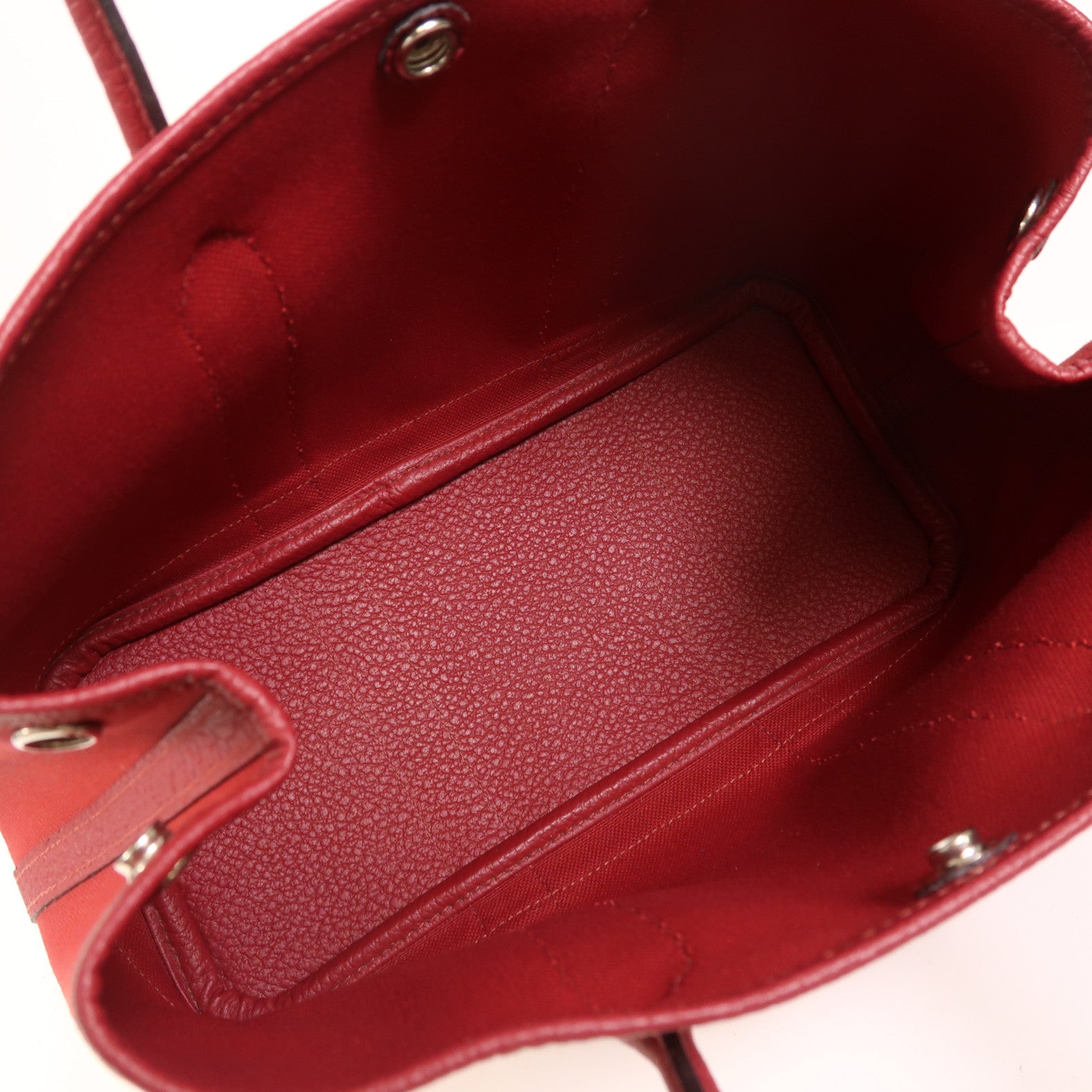 HERMES 帆布Garden Party TPM銀扣手挽袋Rouge Casaque
