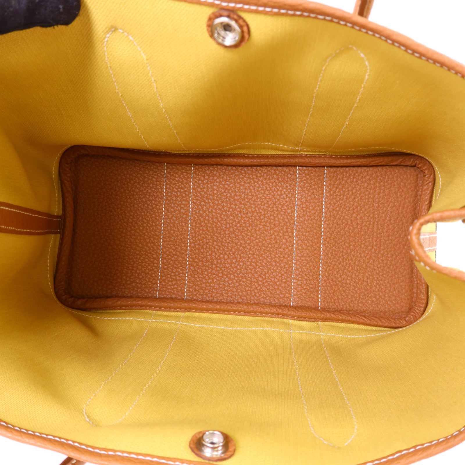 HERMES 帆布Garden Party TPM銀扣手挽袋Gold
