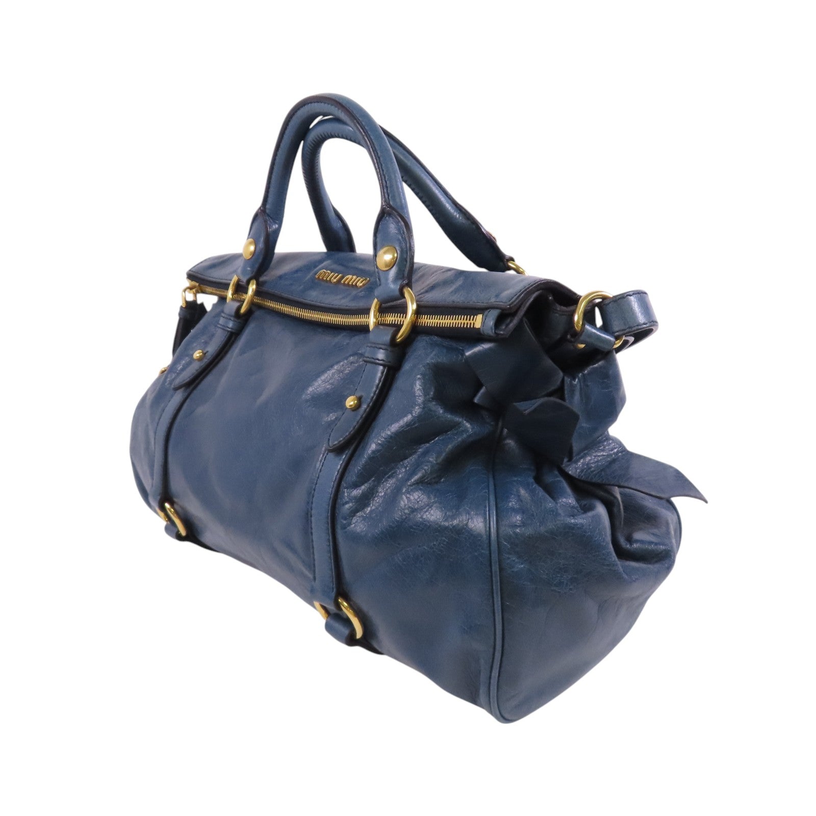 Miu Miu 牛皮皮革2Way Shoulder Bag金扣手挽肩背兩用袋