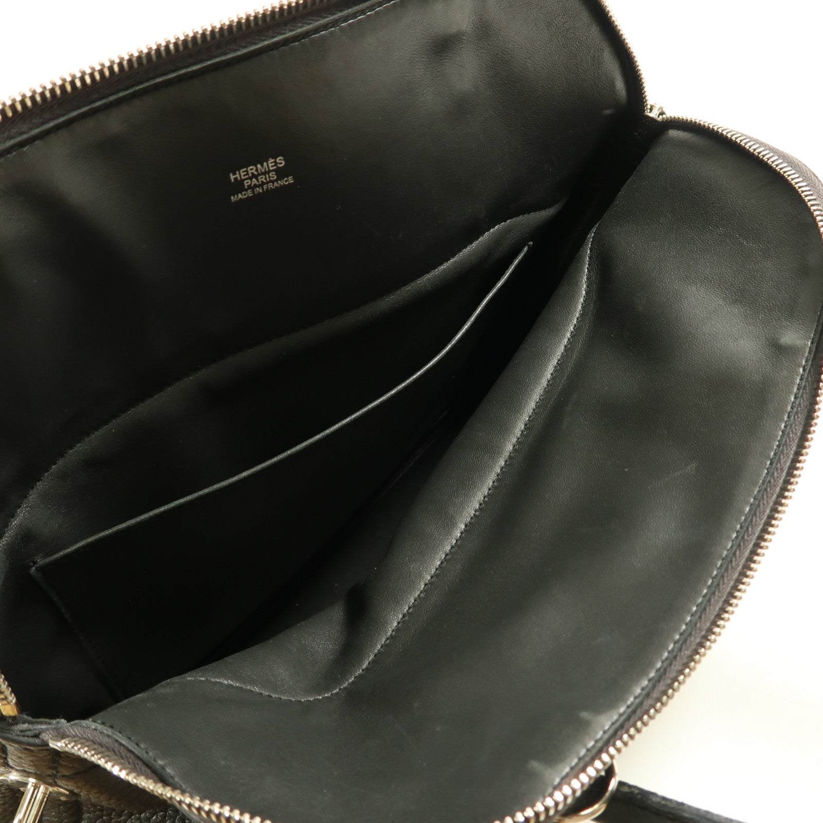 HERMES Clemence皮革Bolide 31銀扣手挽肩背兩用袋Noir