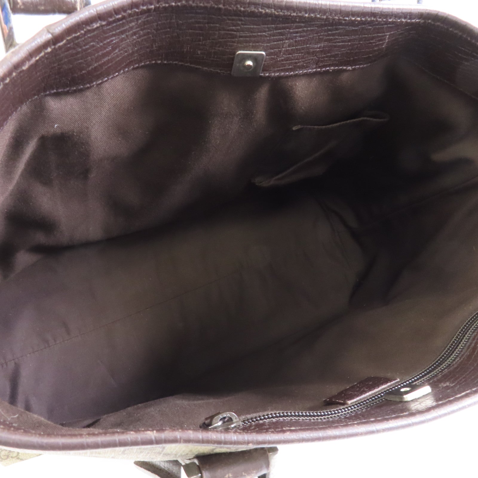 GUCCI 塗層帆布Tote Bag銀扣手挽袋棕色