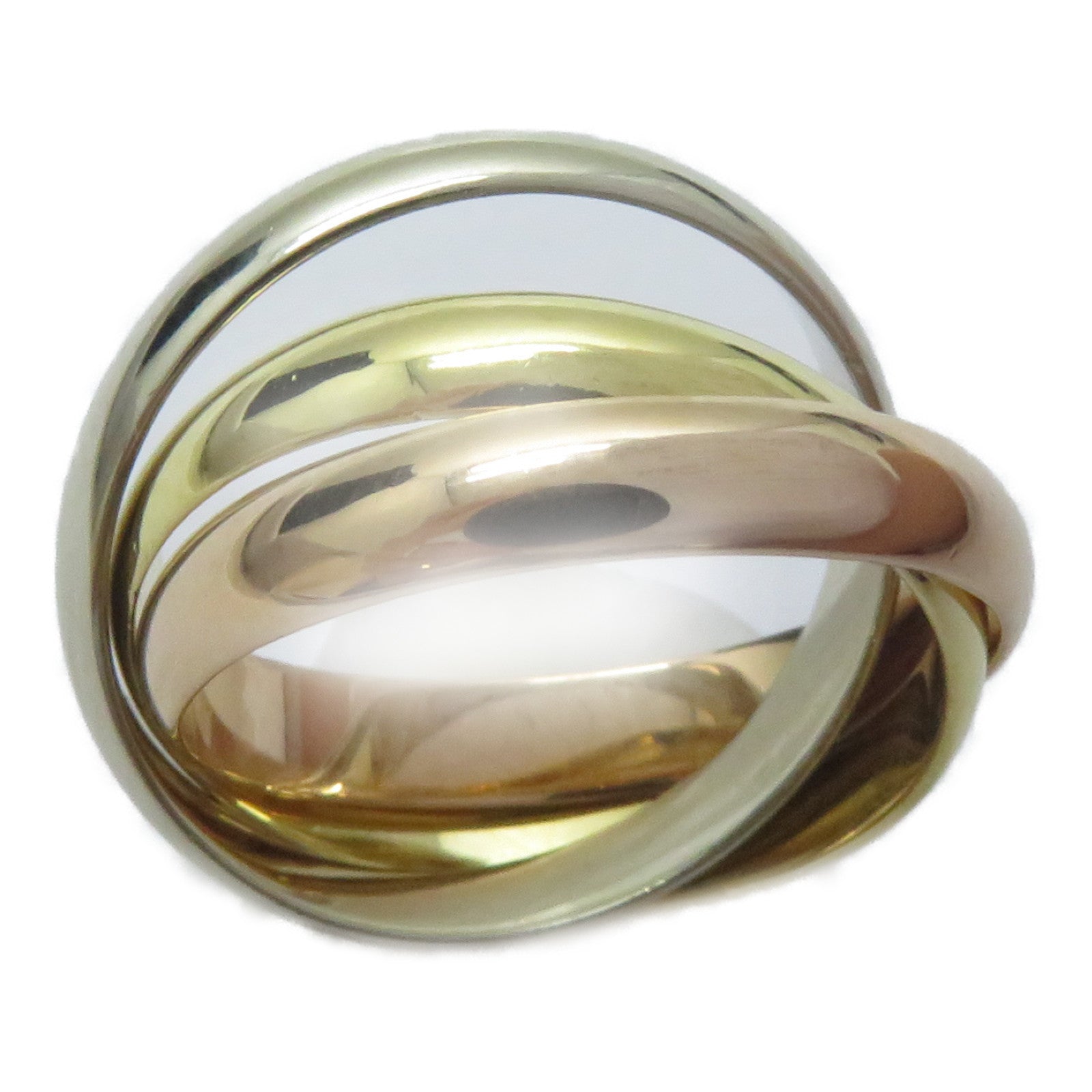 CARTIER 18K黃金/白金/玫瑰金Trinity戒指Cartier#53/US#6.25