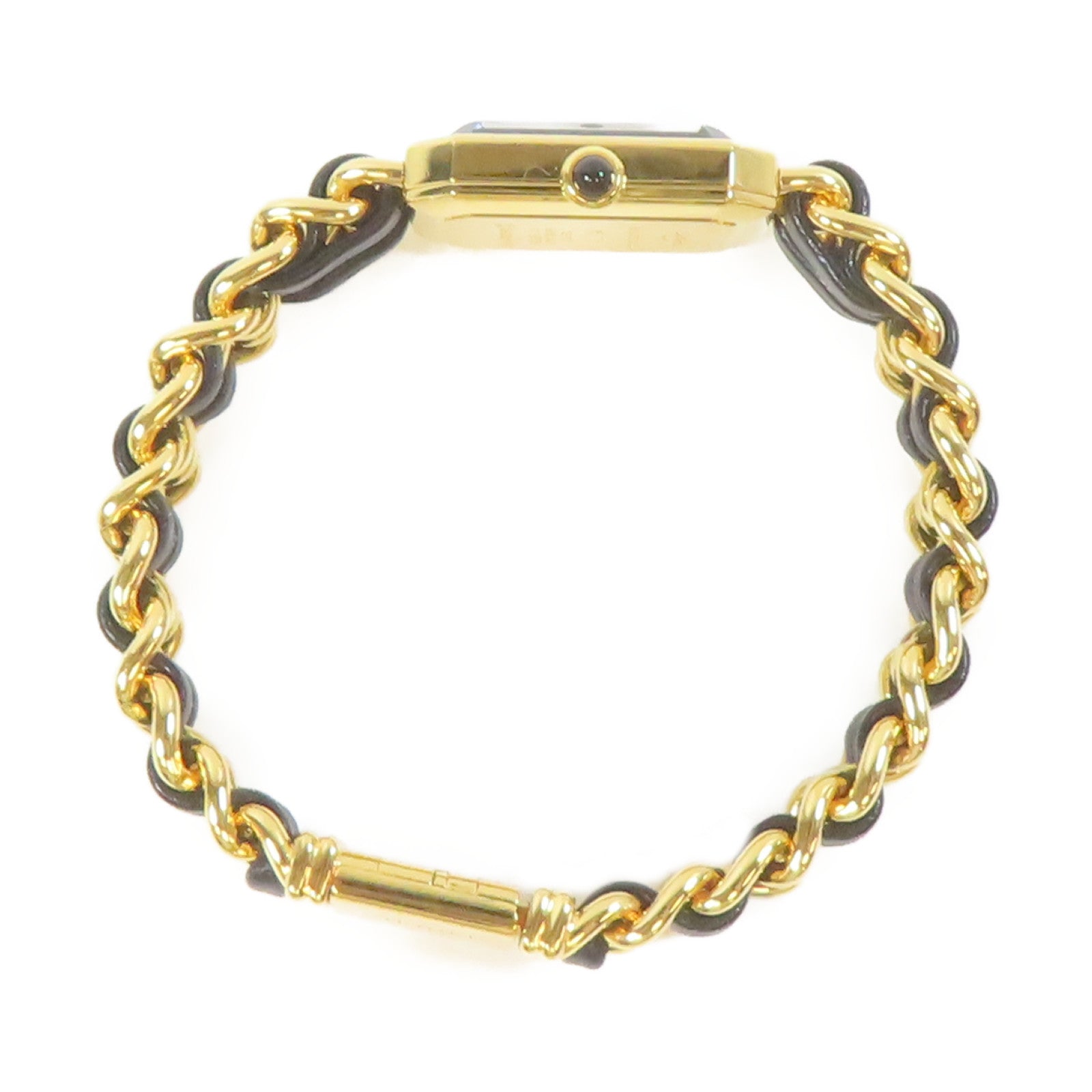 CHANEL Premiere L鍍金/皮革手錶自動機芯黑色#16.25cm