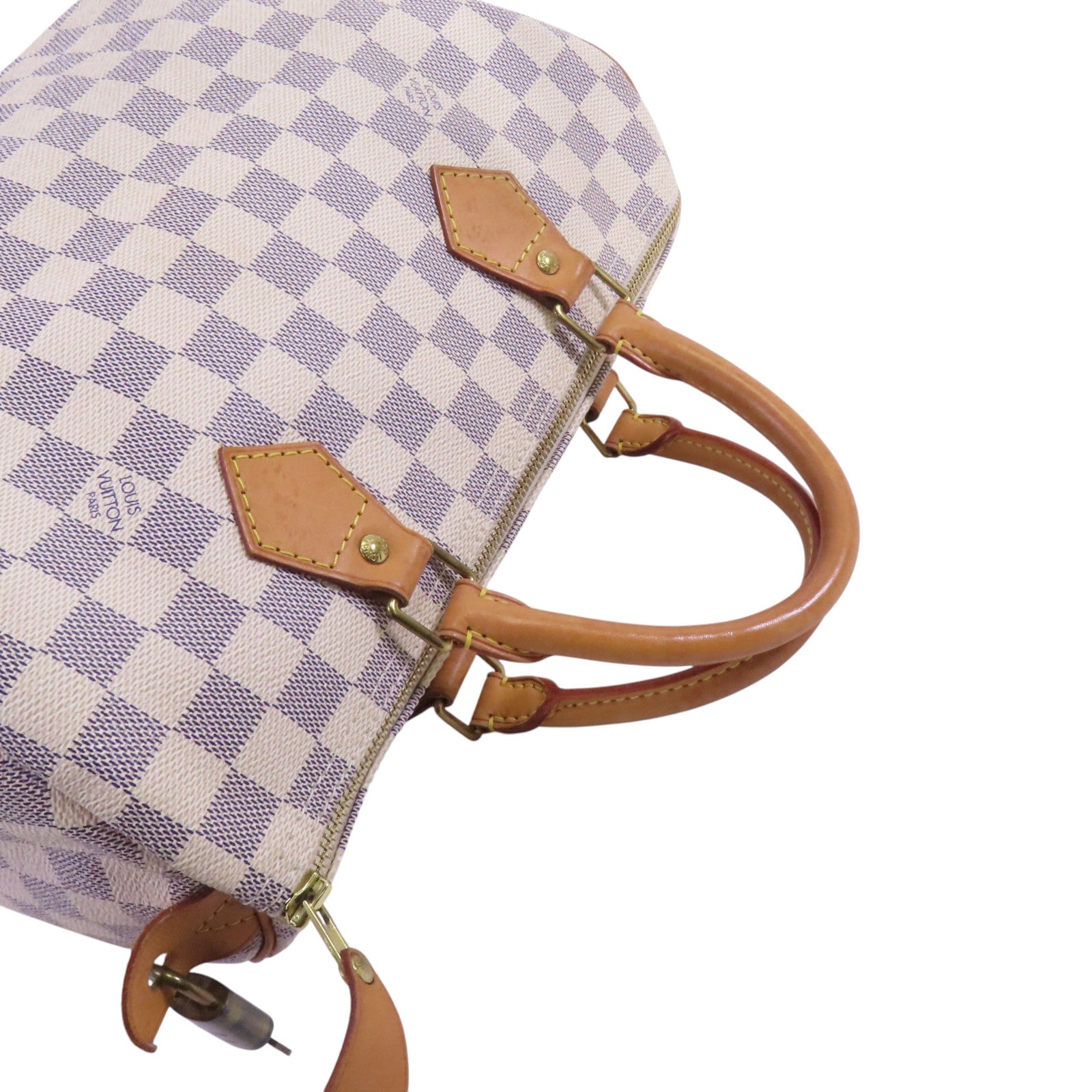 LOUIS VUITTON Damier Azur Speedy 30金扣手挽袋