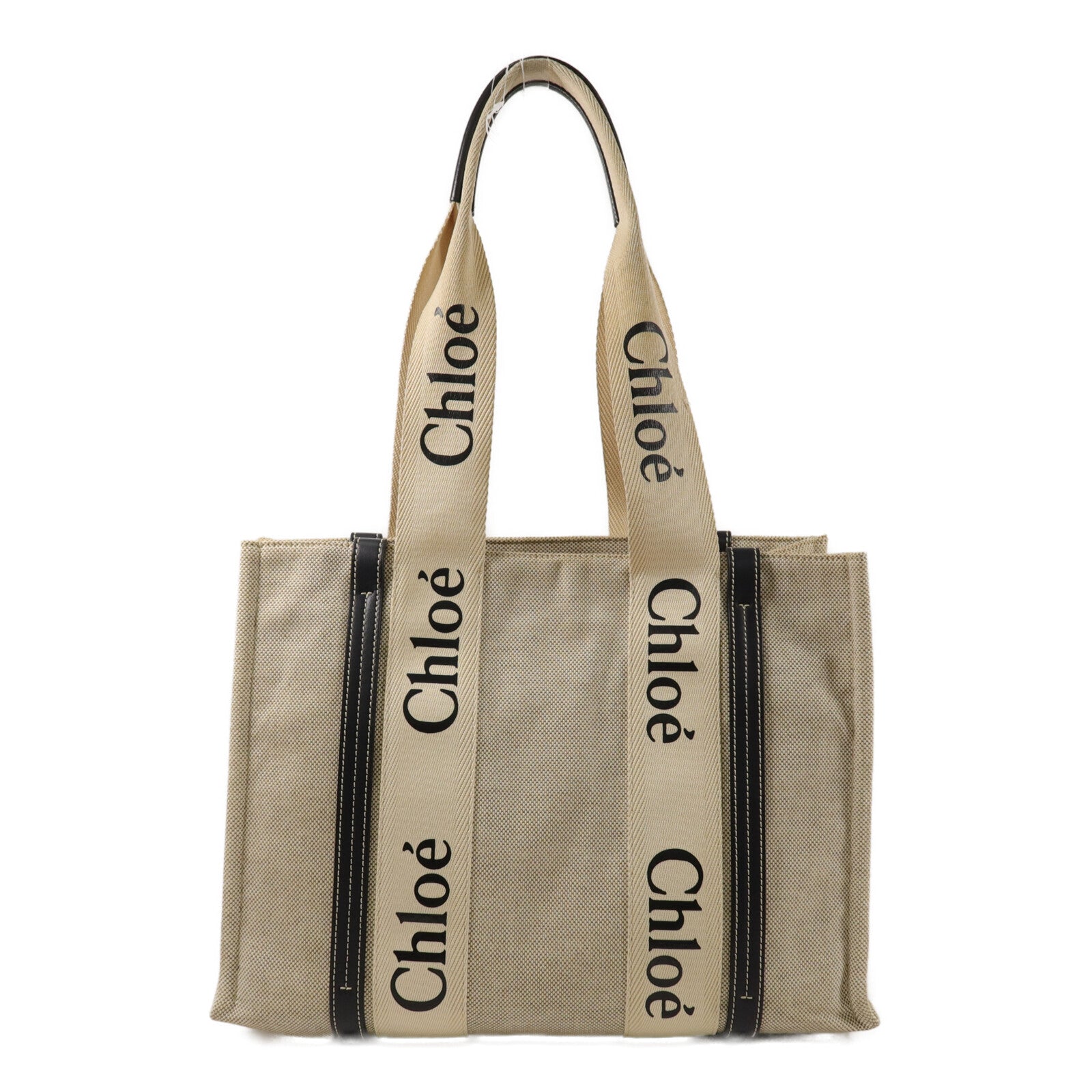 Chloe 帆布/牛皮皮革Woody Medium Tote Bag手挽袋