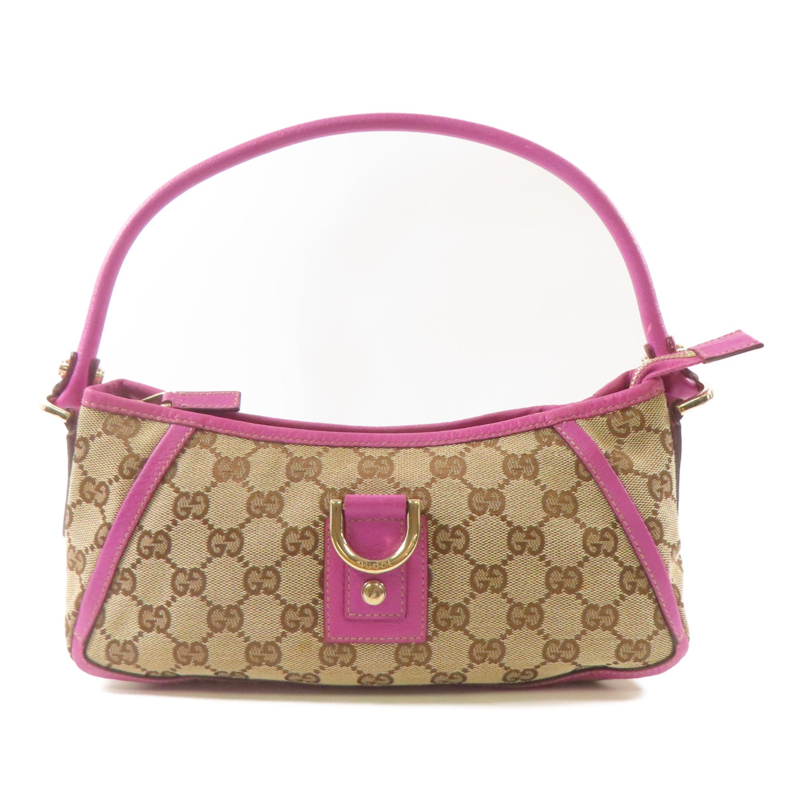 GUCCI 帆布Abbey Hand Bag金扣手挽袋棕色/紫色