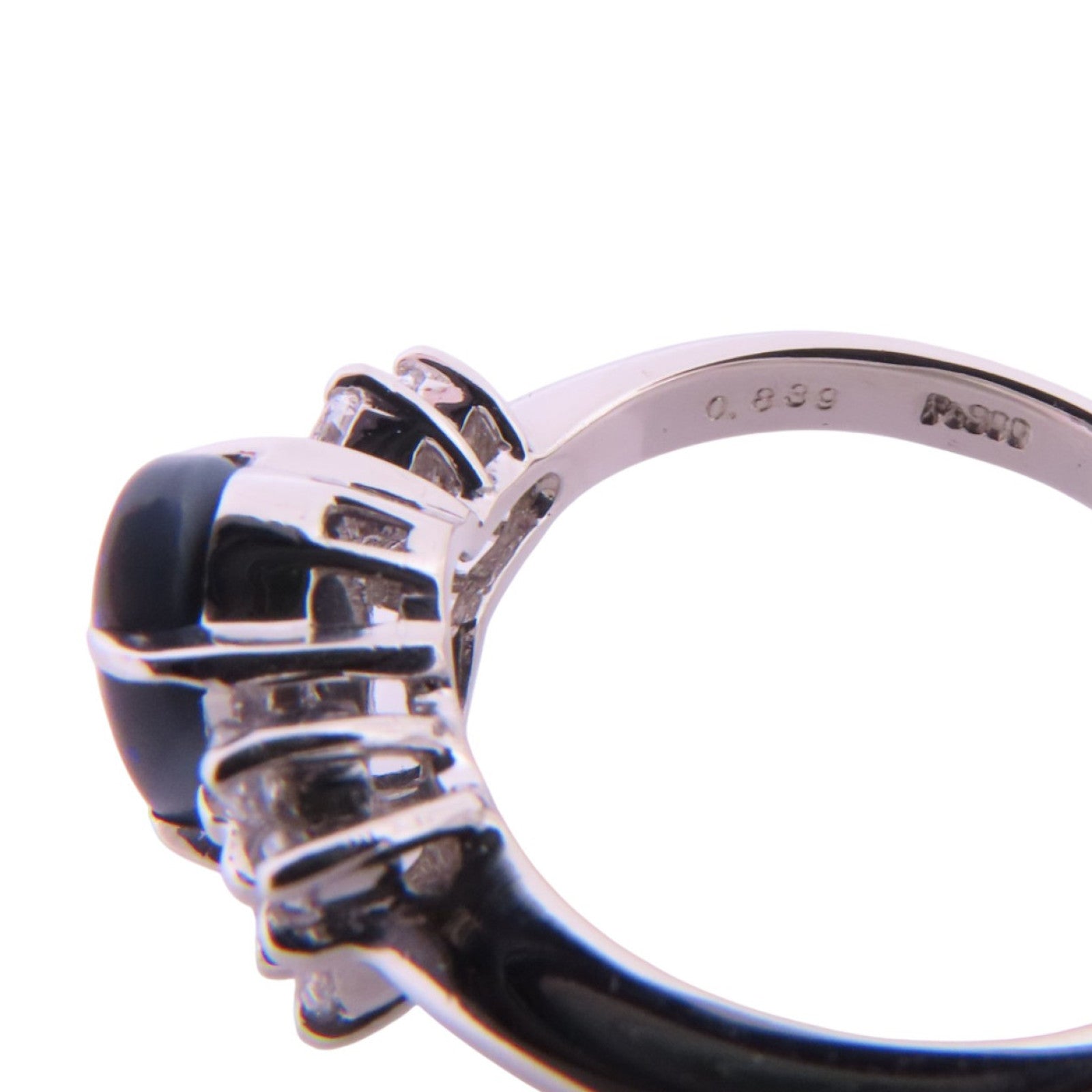 JEWELRY PT900鉑金/黑蛋白石/鑽石Black Opal Diamond Ring戒指US#5.75