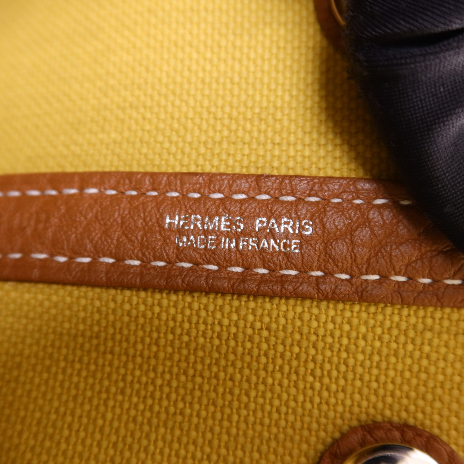 HERMES 帆布Garden Party TPM銀扣手挽袋Gold