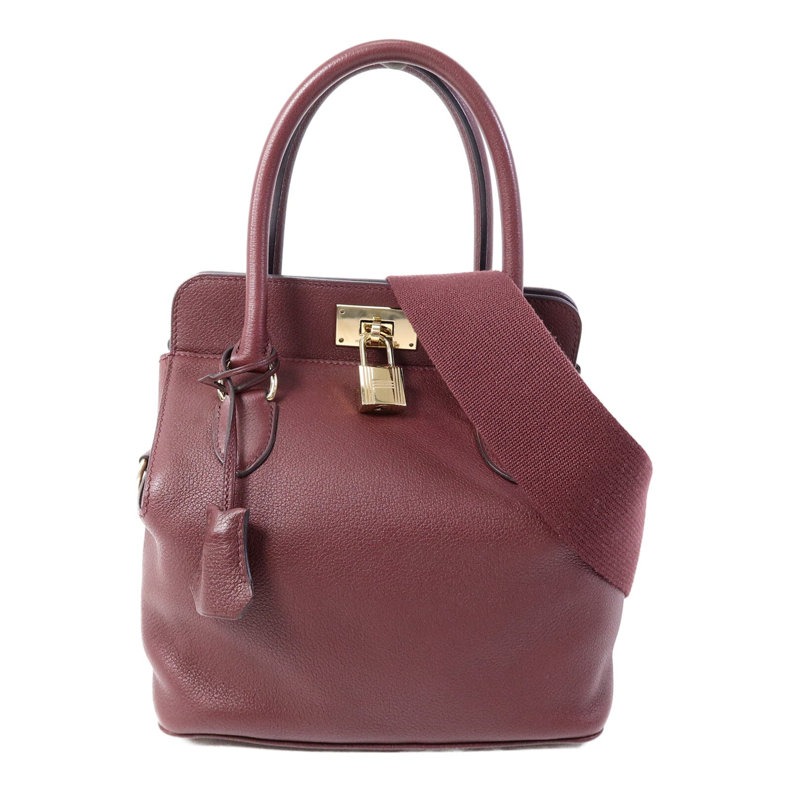 HERMES Evercolor皮革Tool Box 20手挽肩背兩用袋Dark Red