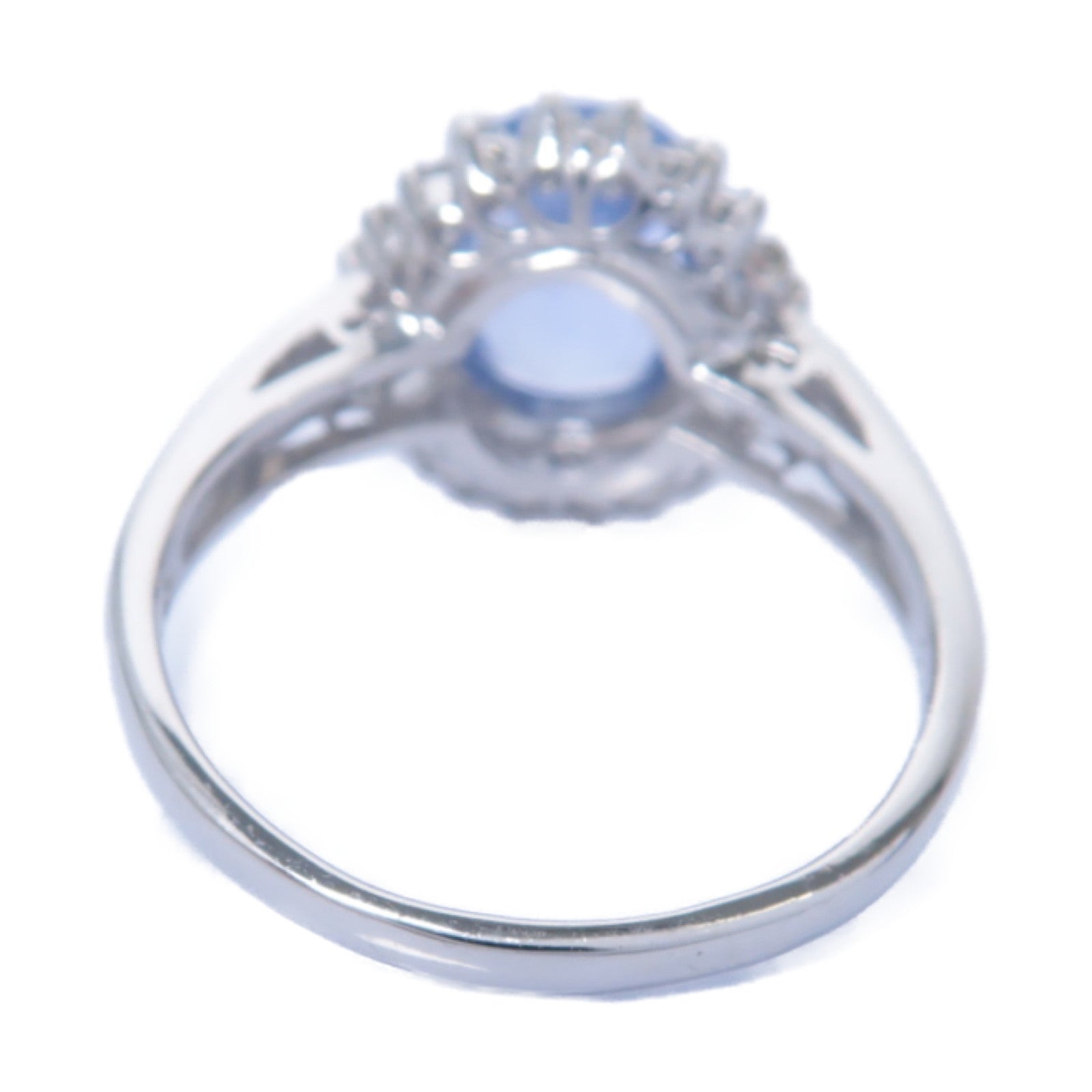 JEWELRY **【激減優惠】PT850鉑金Sapphire/Diamond Ring藍寶石/0.37ct鑽石戒指US#6.5
