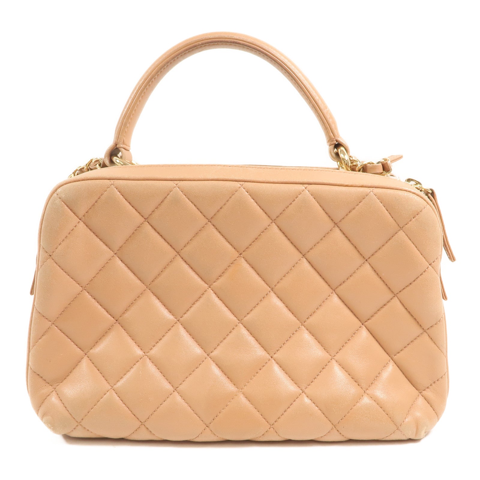 CHANEL 羊皮皮革Trendy CC Bowling金扣鏈帶手挽肩背兩用袋