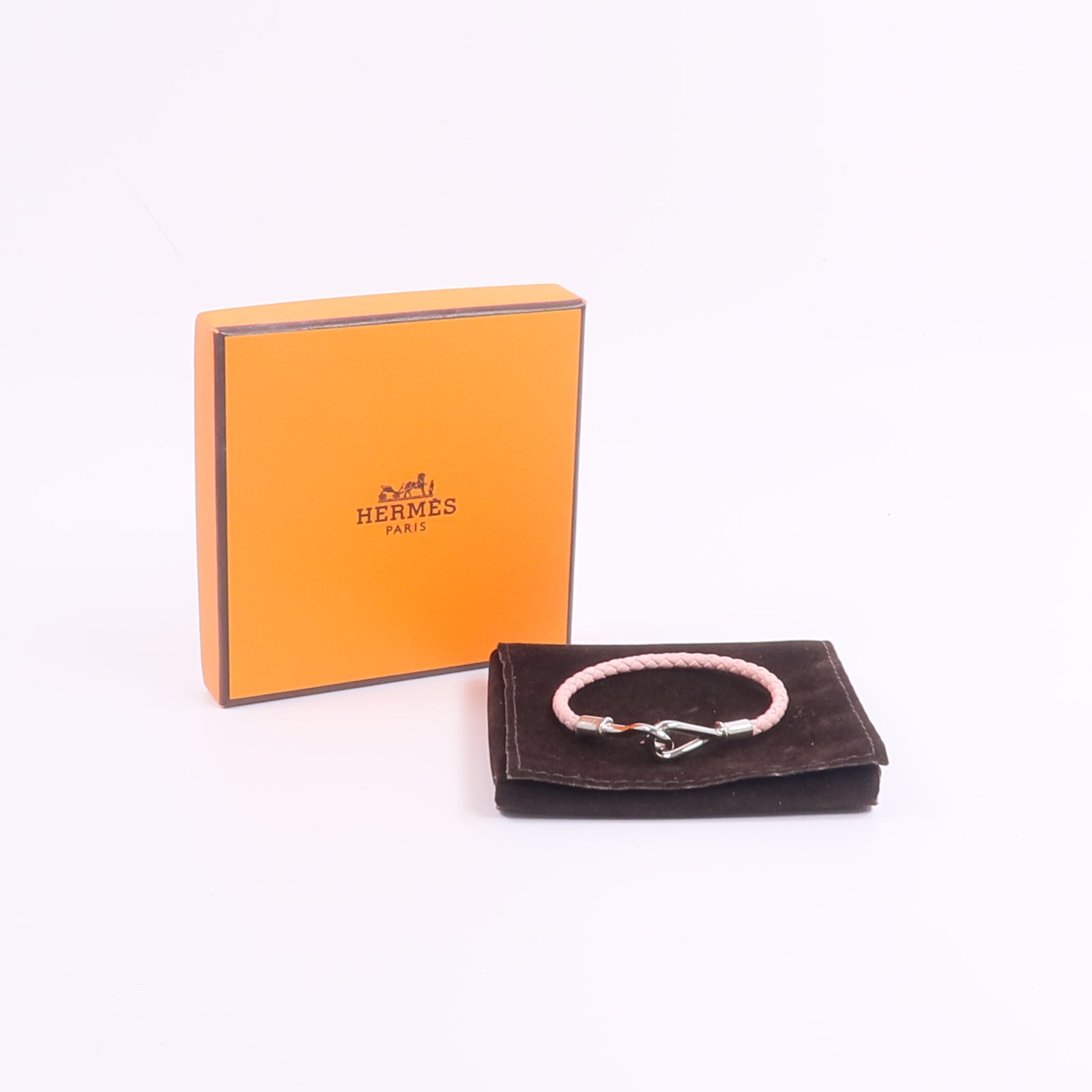HERMES Swift皮革Jumbo H Bracelet手帶Rose Sakura
