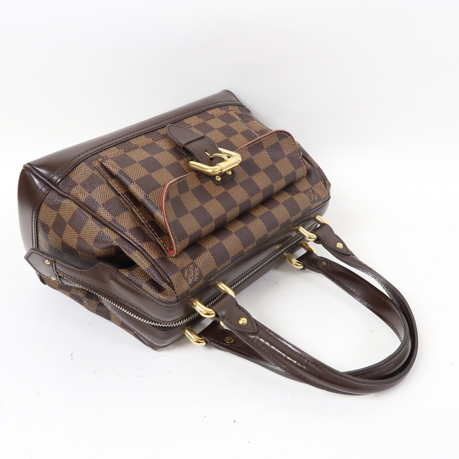 LOUIS VUITTON Damier Ebene Knightsbridge金扣手挽袋啡色