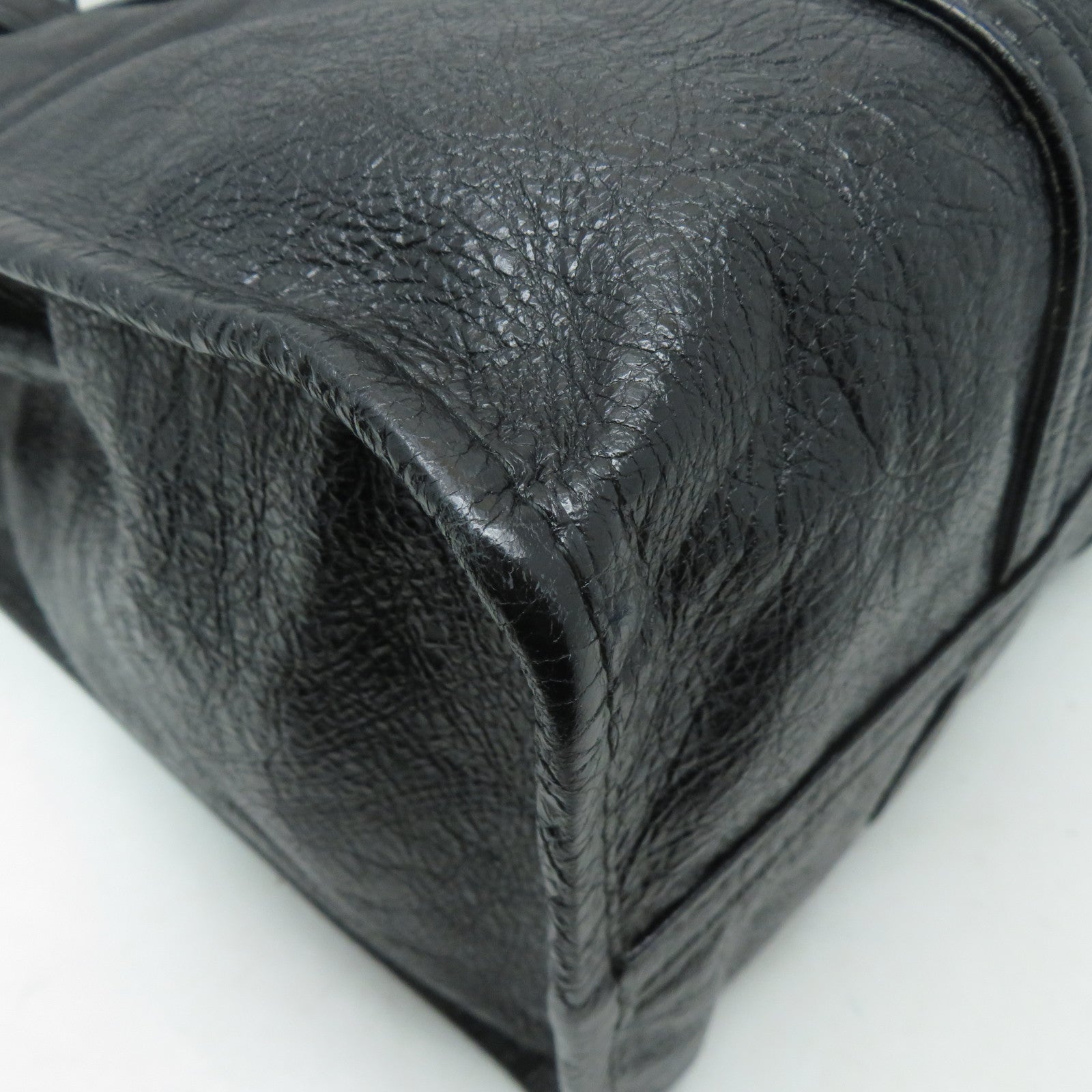 BALENCIAGA 【激減優惠】牛皮皮革Bazar Shopper Bag銀扣肩背袋黑色