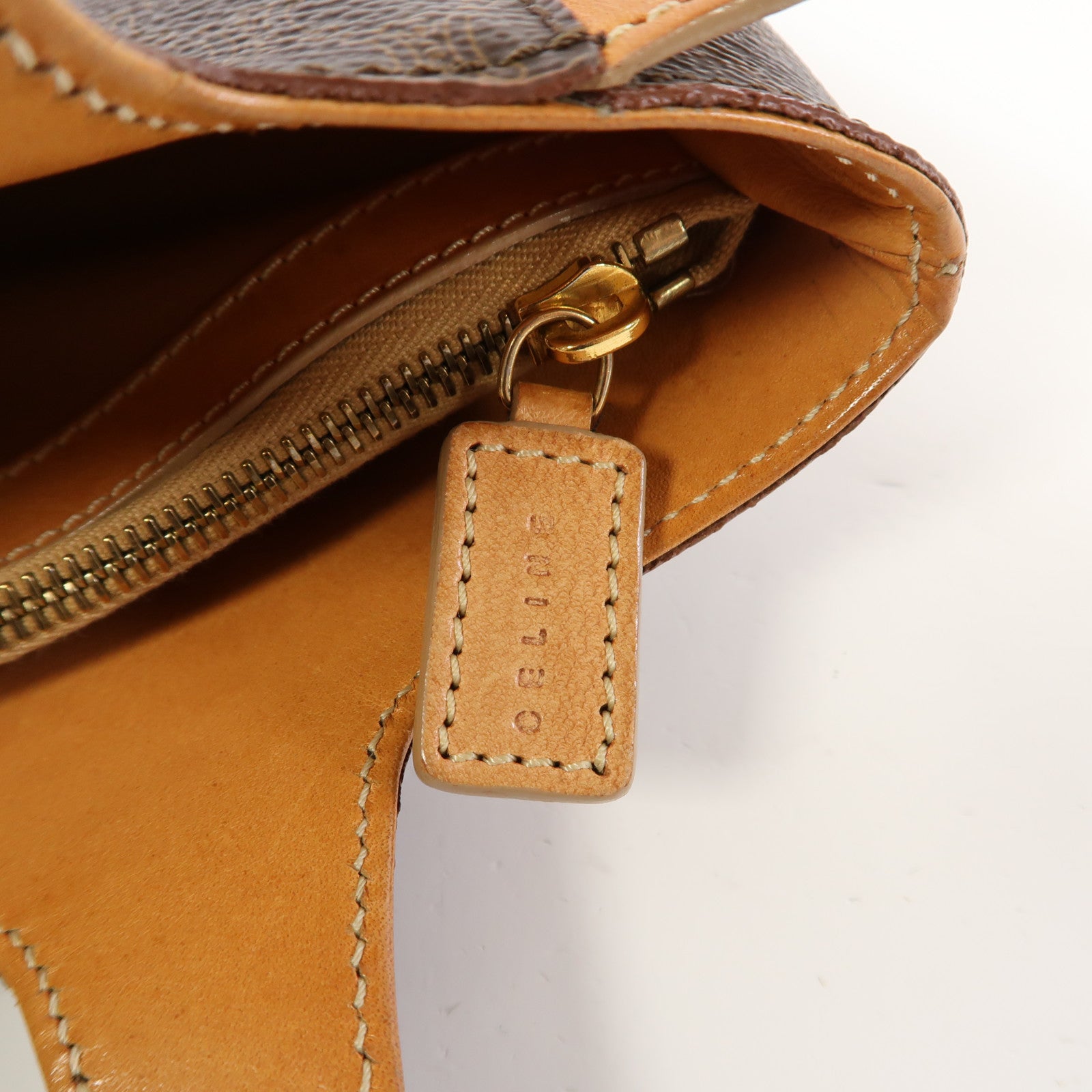 CELINE 塗層帆布Hand Bag金扣手挽袋啡色