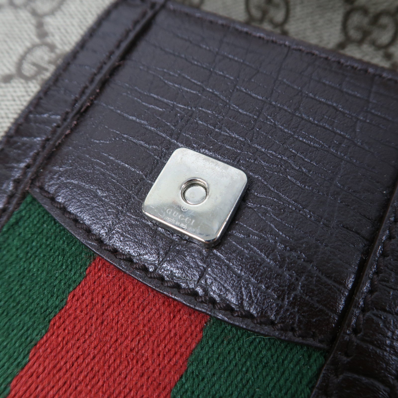 GUCCI 塗層帆布Waist Bag銀扣腰包啡色