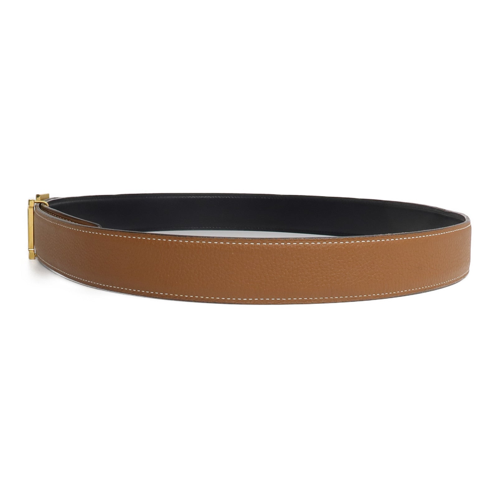 HERMES Clemence/Box Calf皮革Ceinture 5382皮帶Noir/Gold
