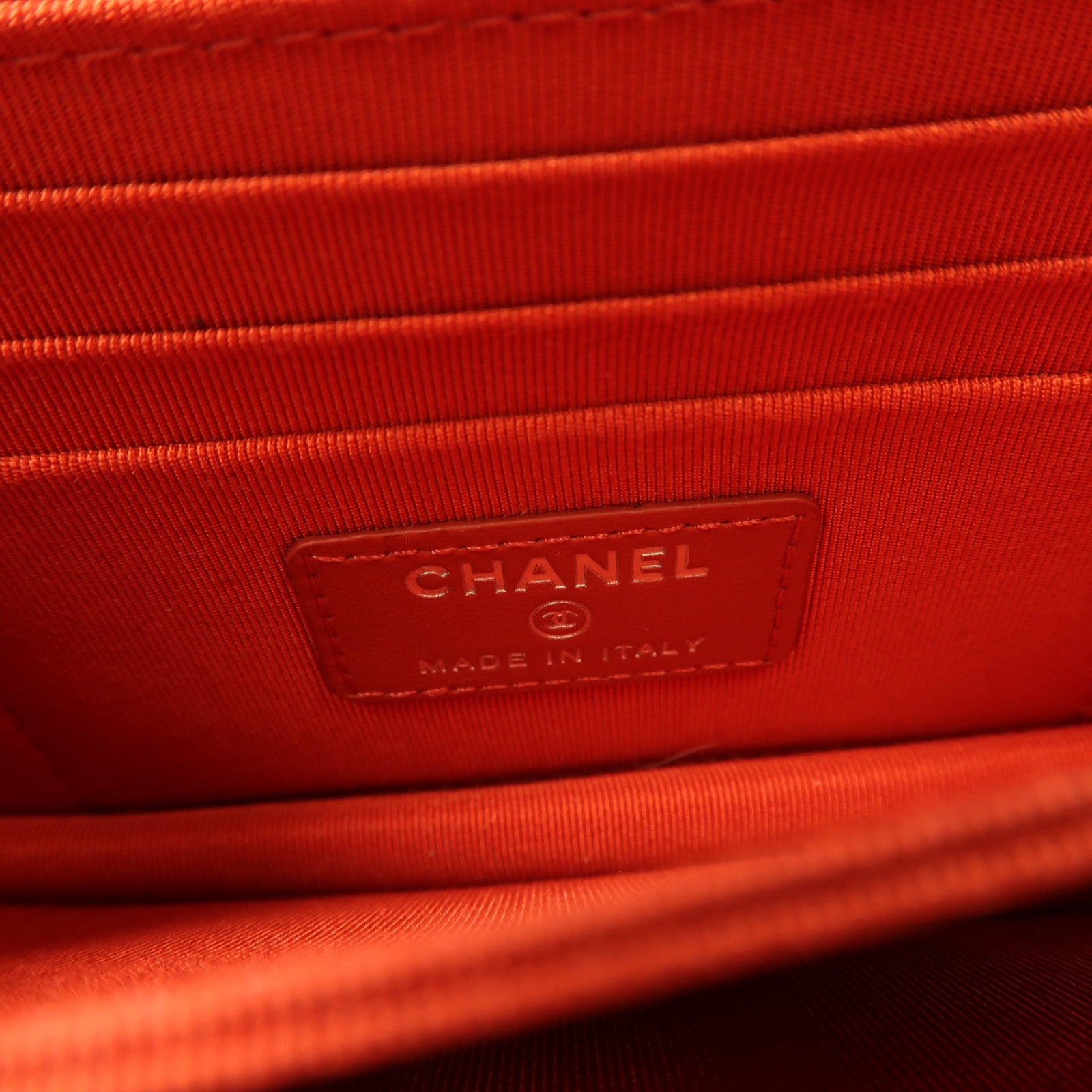 CHANEL 牛皮皮革Chain Shoulder銀扣鏈帶肩背袋紅色