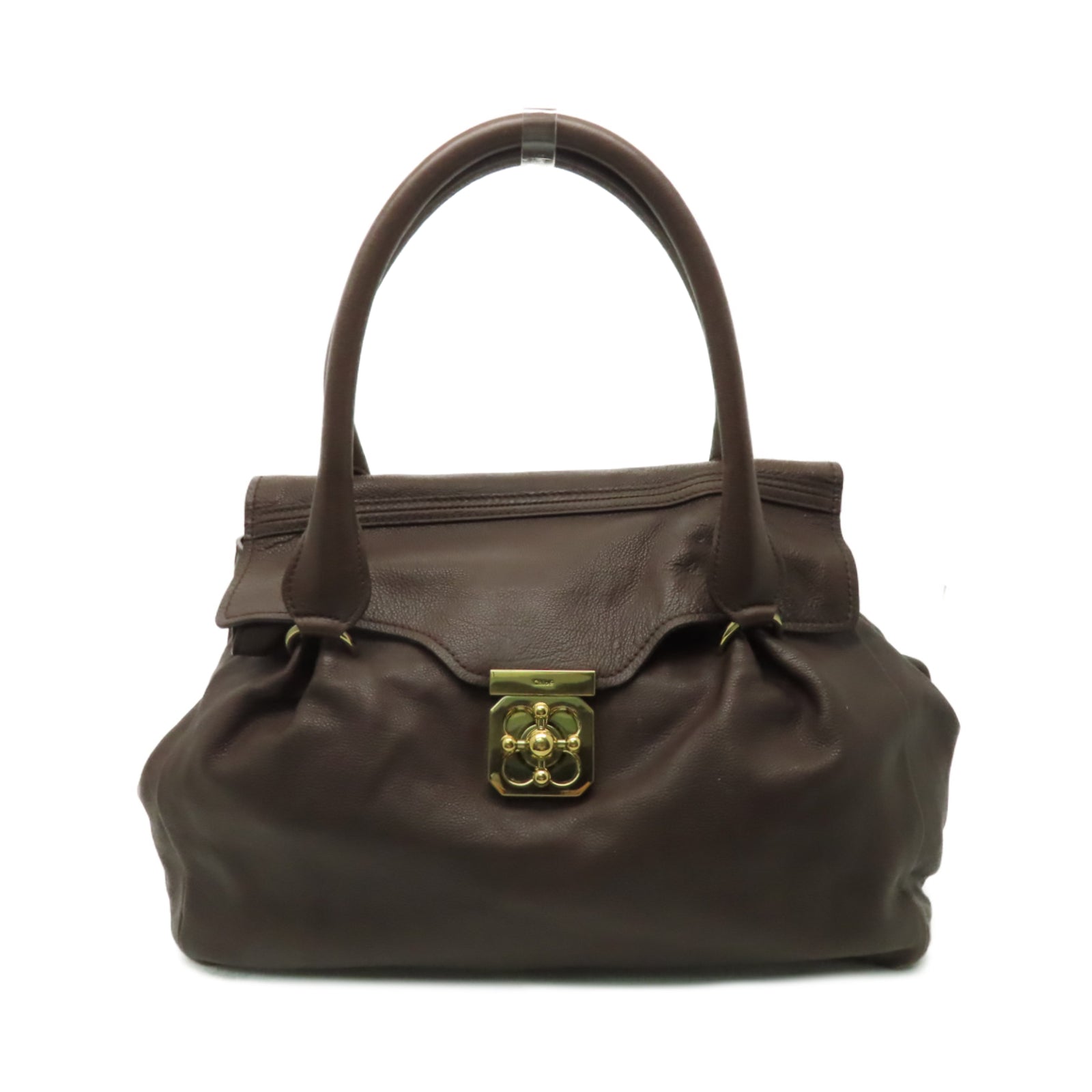 Chloe 【清倉大減價】牛皮皮革Shoulder Bag金扣肩背袋啡色